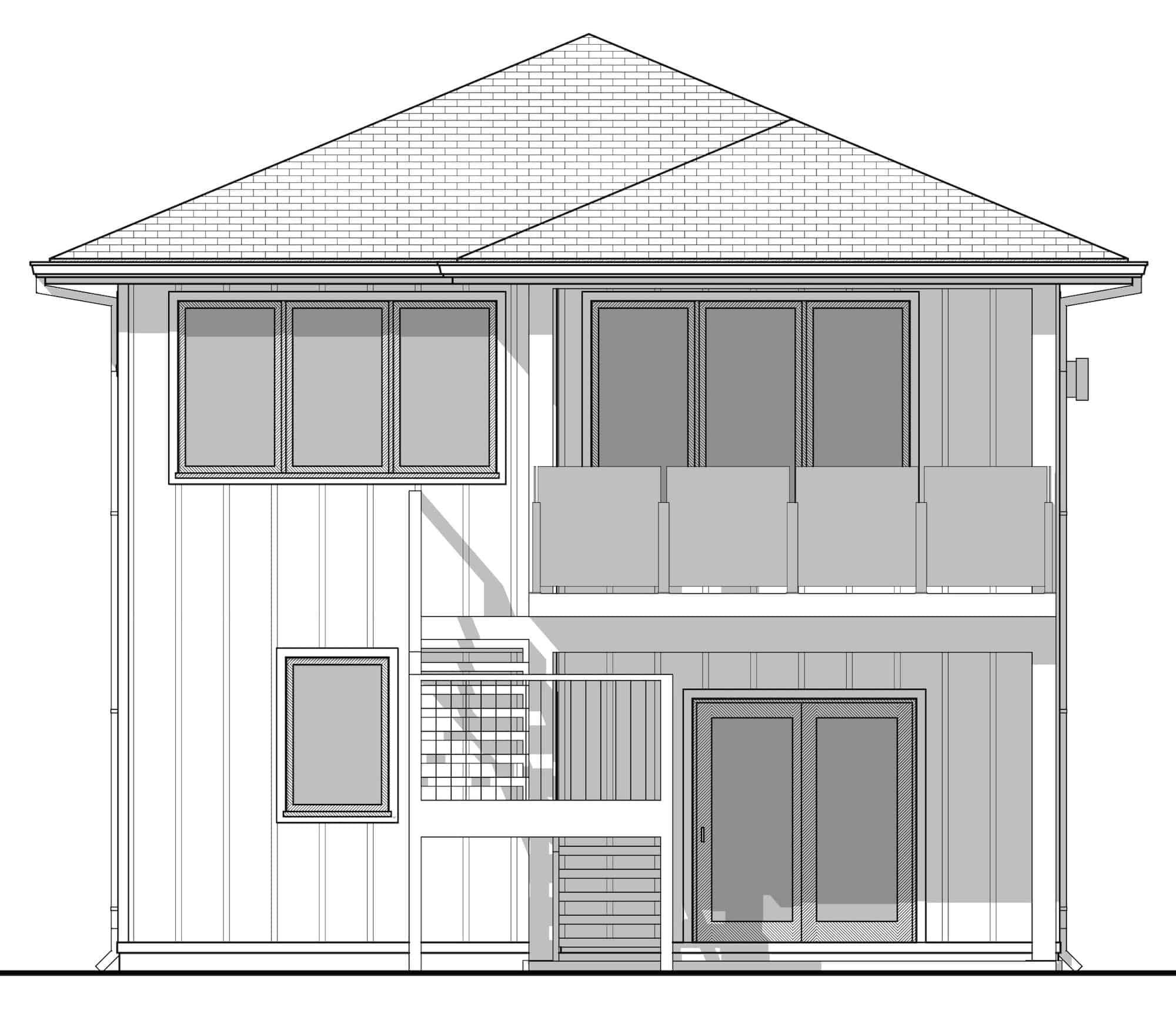 Home Plan Rear Elevation of this 3-Bedroom,1650 Sq Ft Plan -211-1062