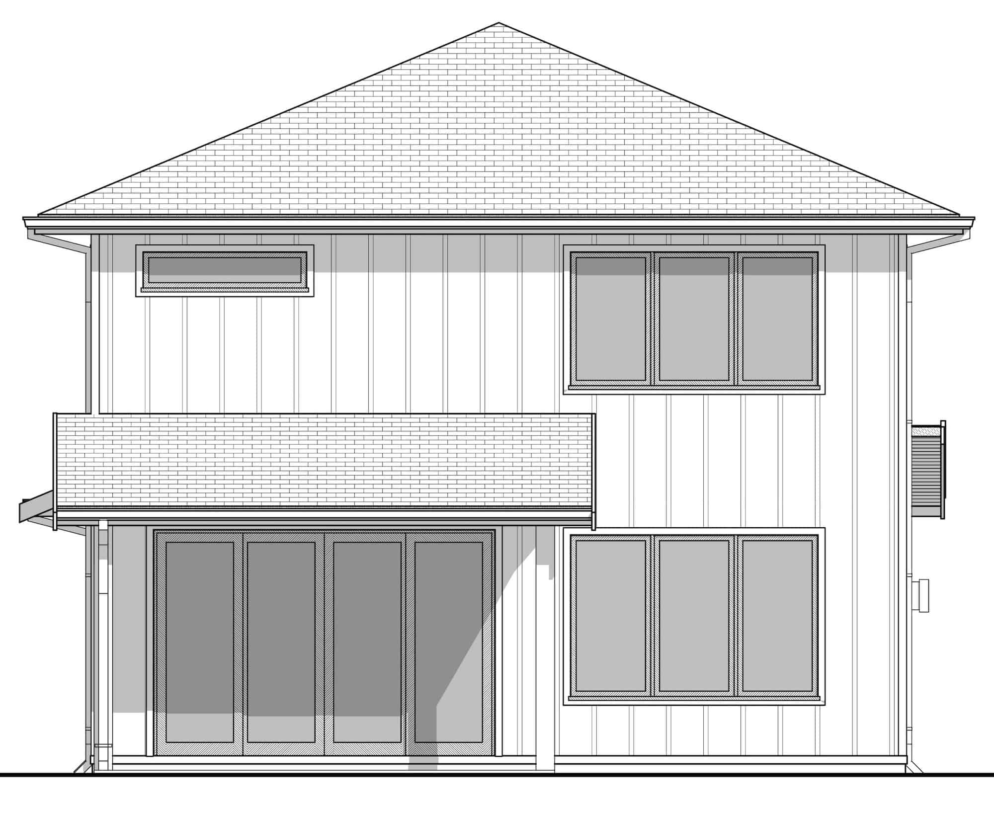 Home Plan Rear Elevation of this 3-Bedroom,1834 Sq Ft Plan -211-1063
