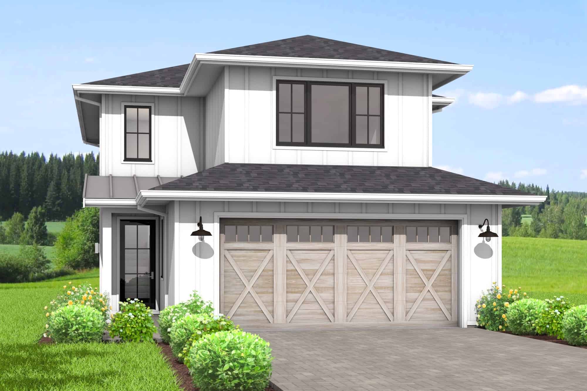 Front elevation of Farmhouse home (ThePlanCollection: House Plan #211-1063)