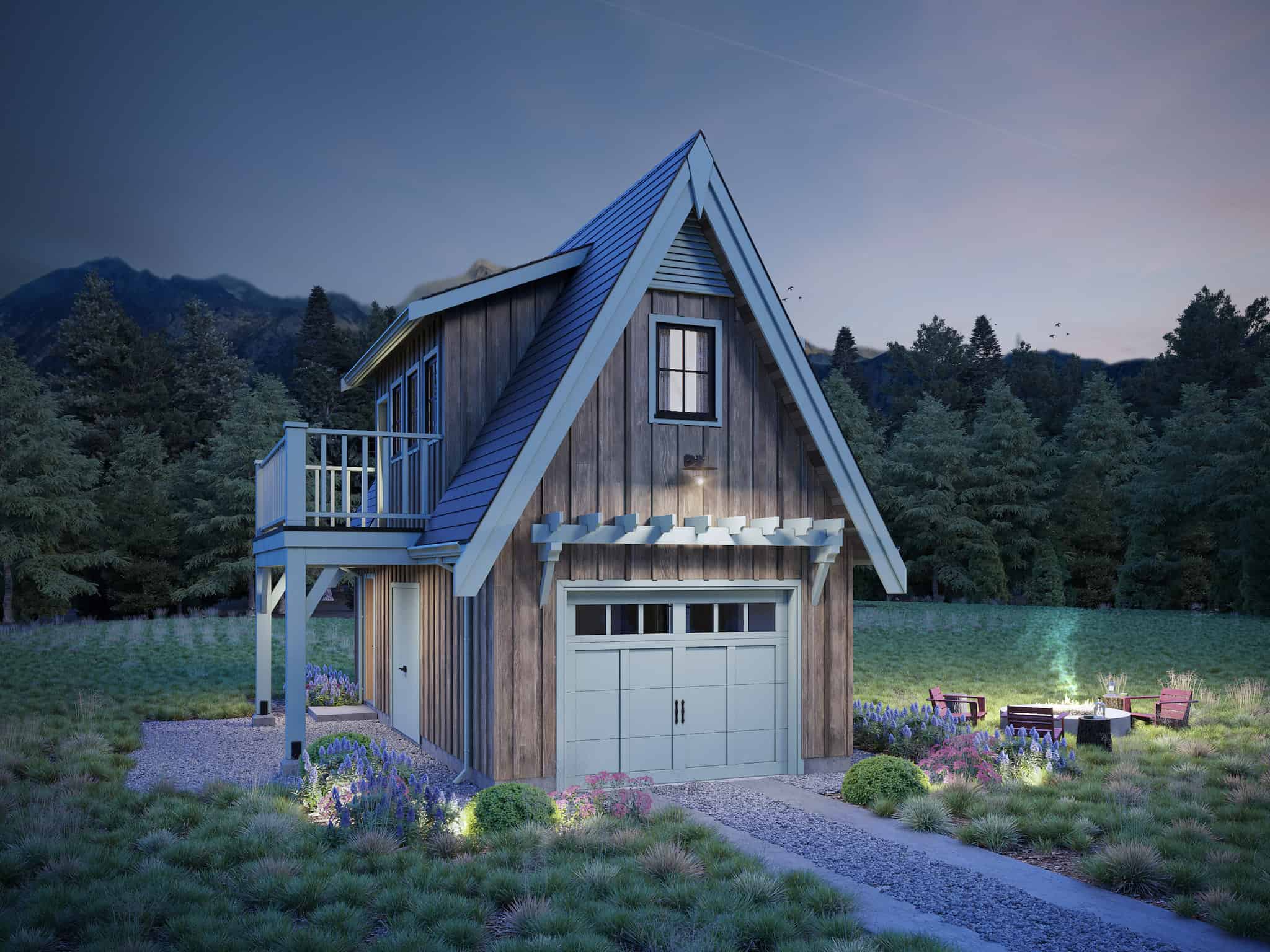 Home at Night of this 0-Bedroom,704 Sq Ft Plan -211-1065