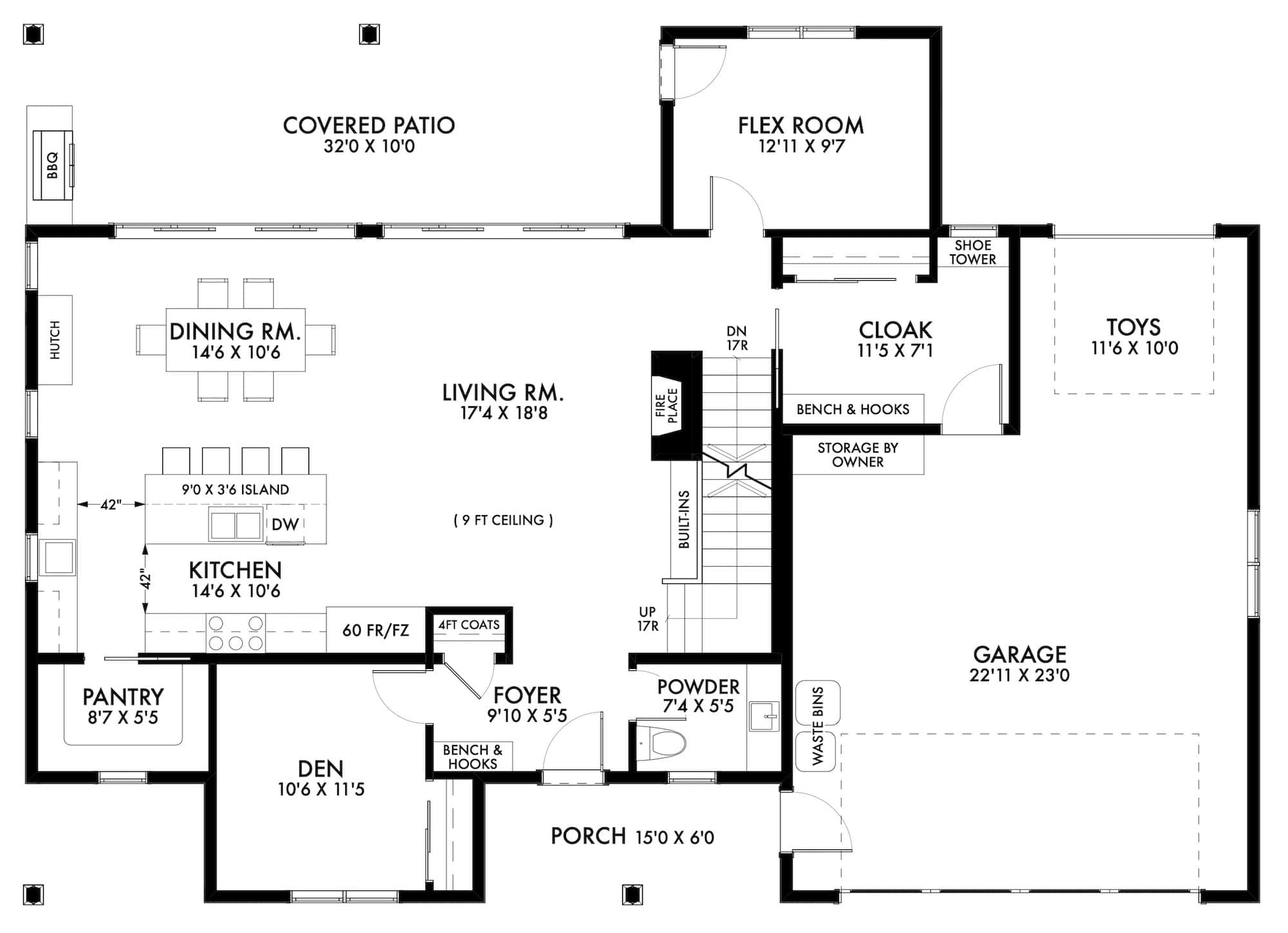 Main Level of Modern Farmhouse Plan #211-1067