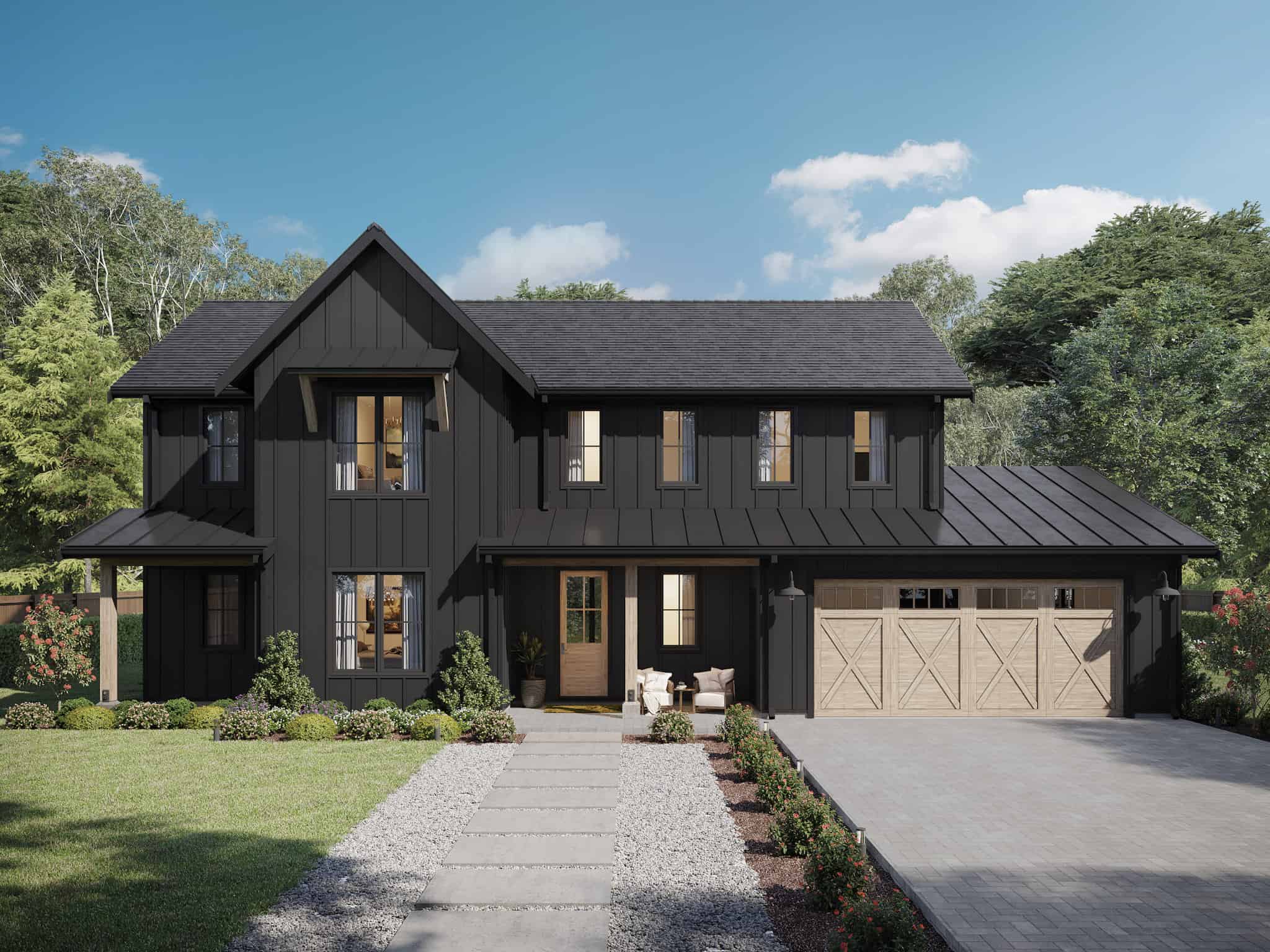 Front elevation of Modern Farmhouse home (ThePlanCollection: House Plan #211-1067)