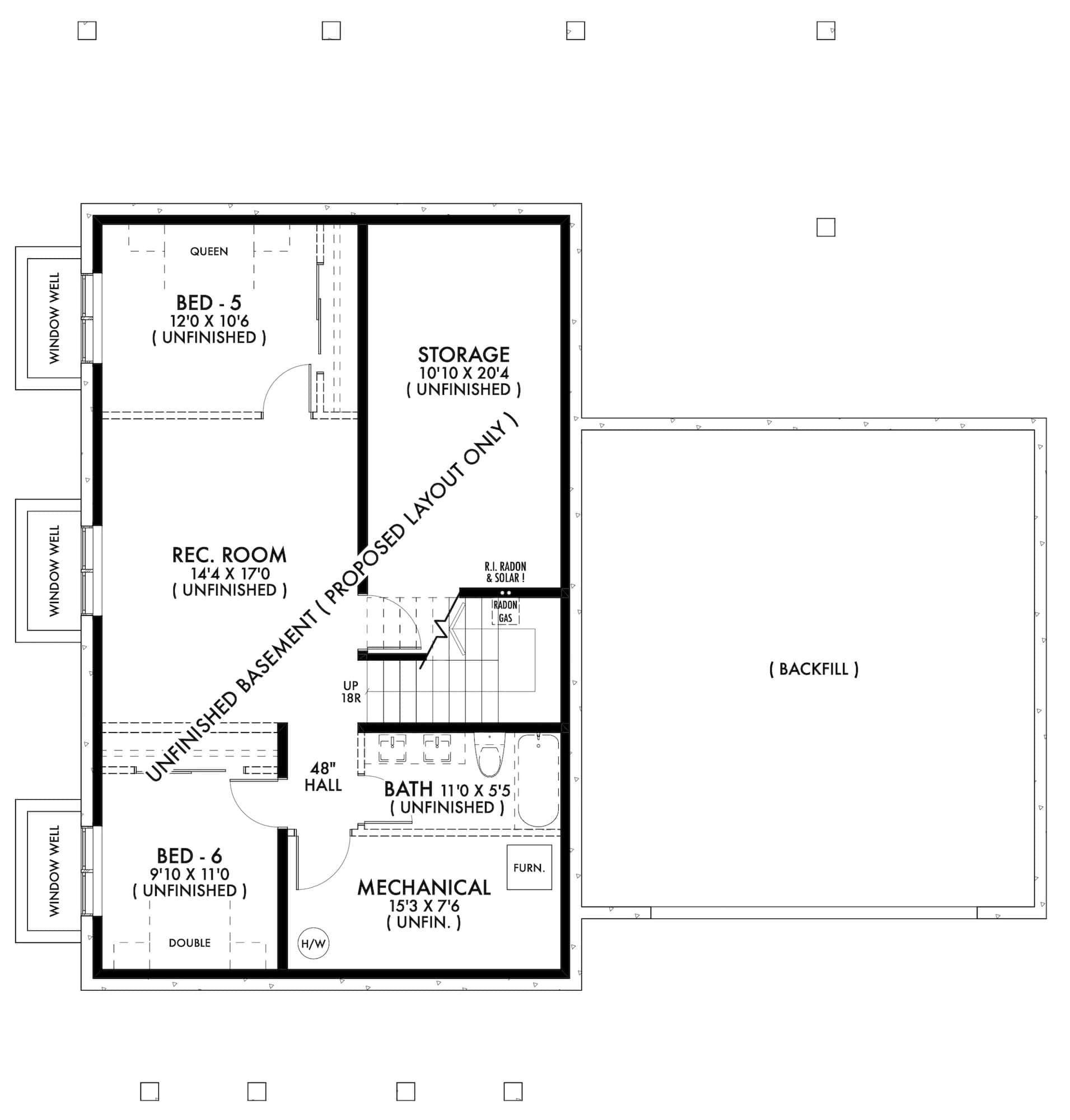 Basement of Modern Farmhouse Plan #211-1068