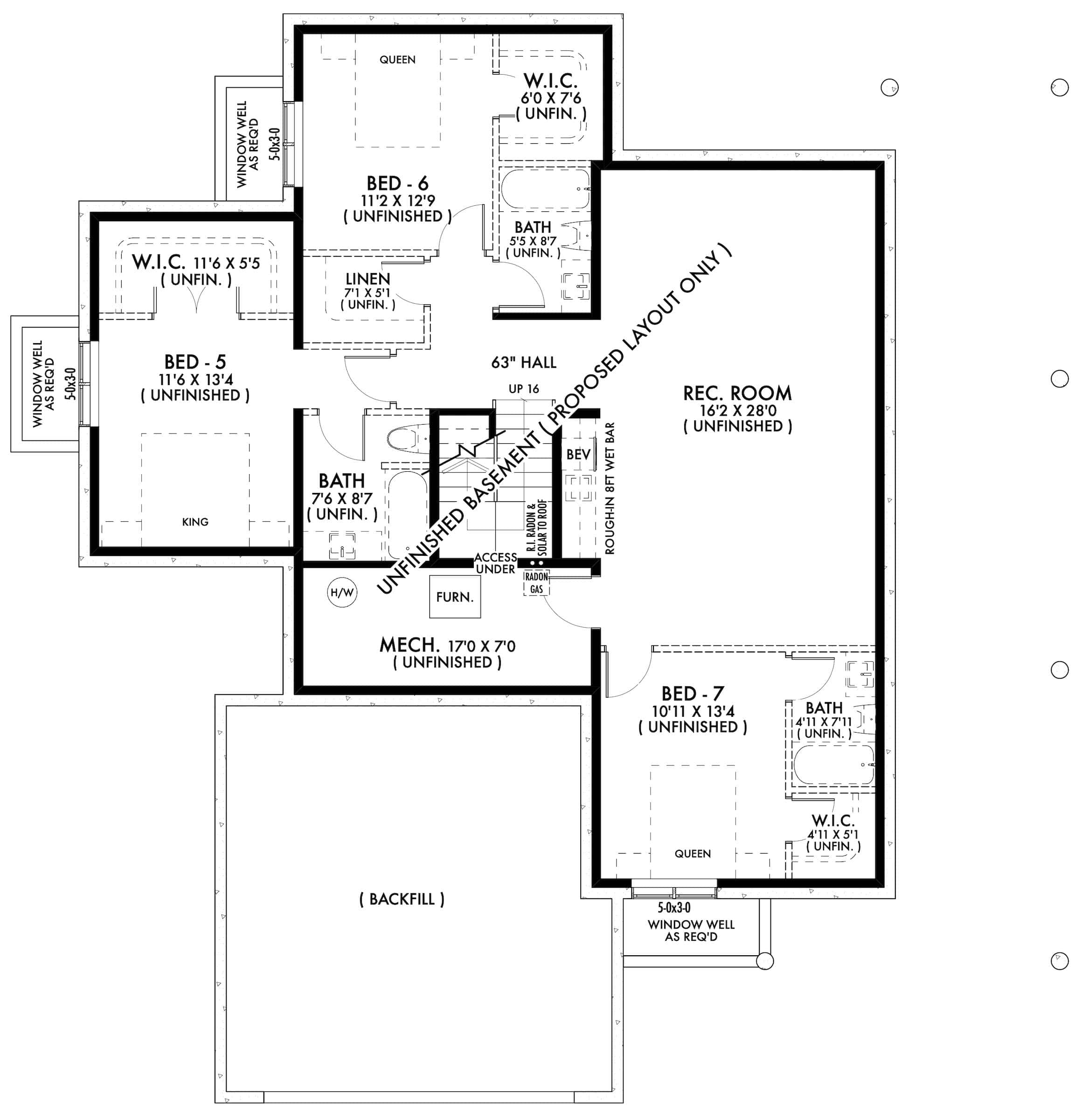 Basement of Barn Style Plan #211-1069
