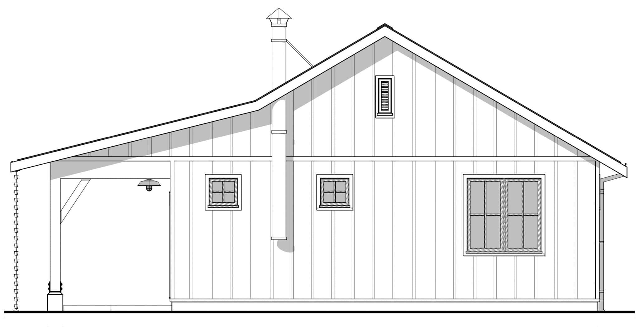 Home Plan Right Elevation of this 1-Bedroom,672 Sq Ft Plan -211-1070