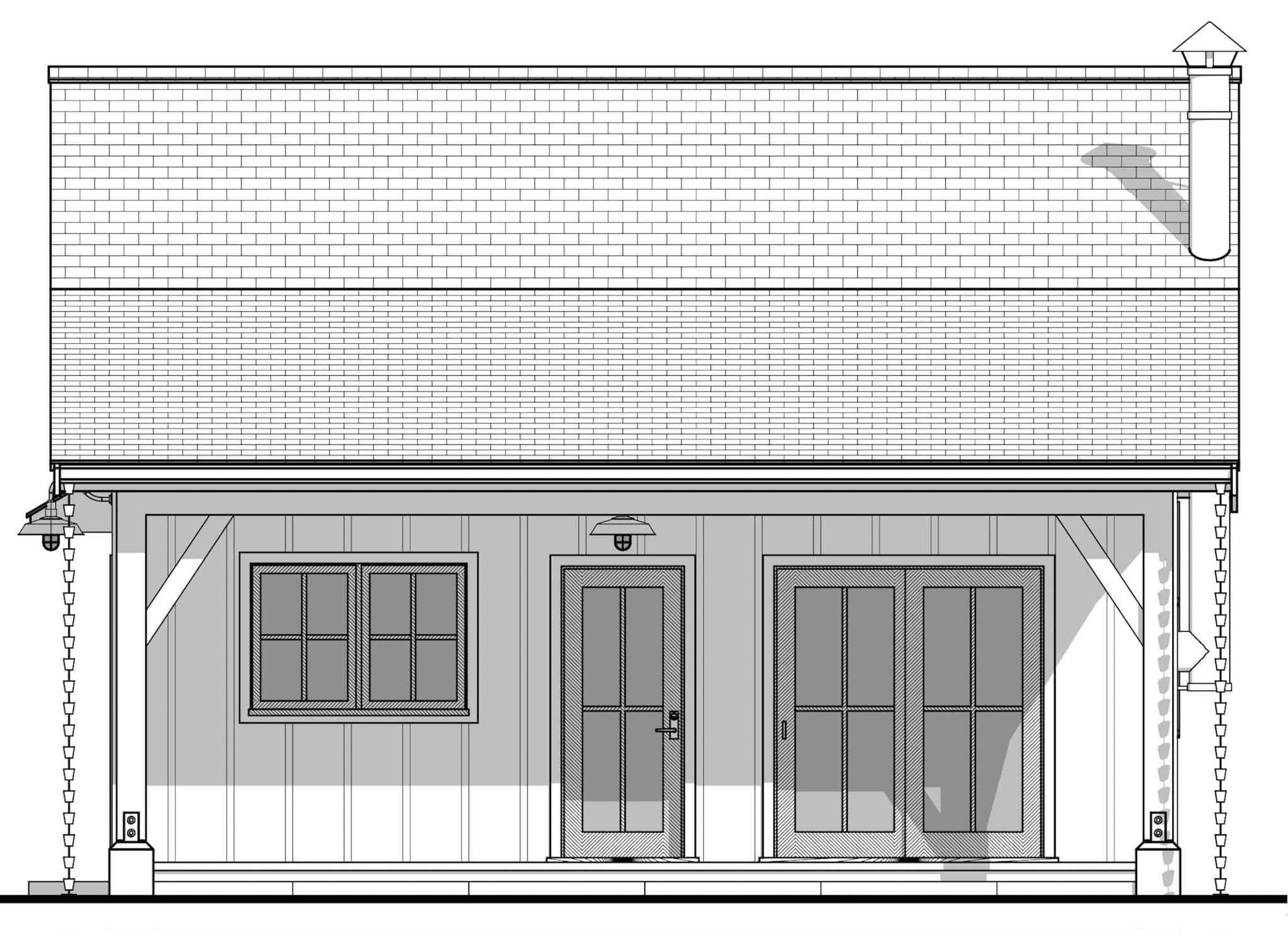 Home Plan Front Elevation of this 1-Bedroom,672 Sq Ft Plan -211-1070