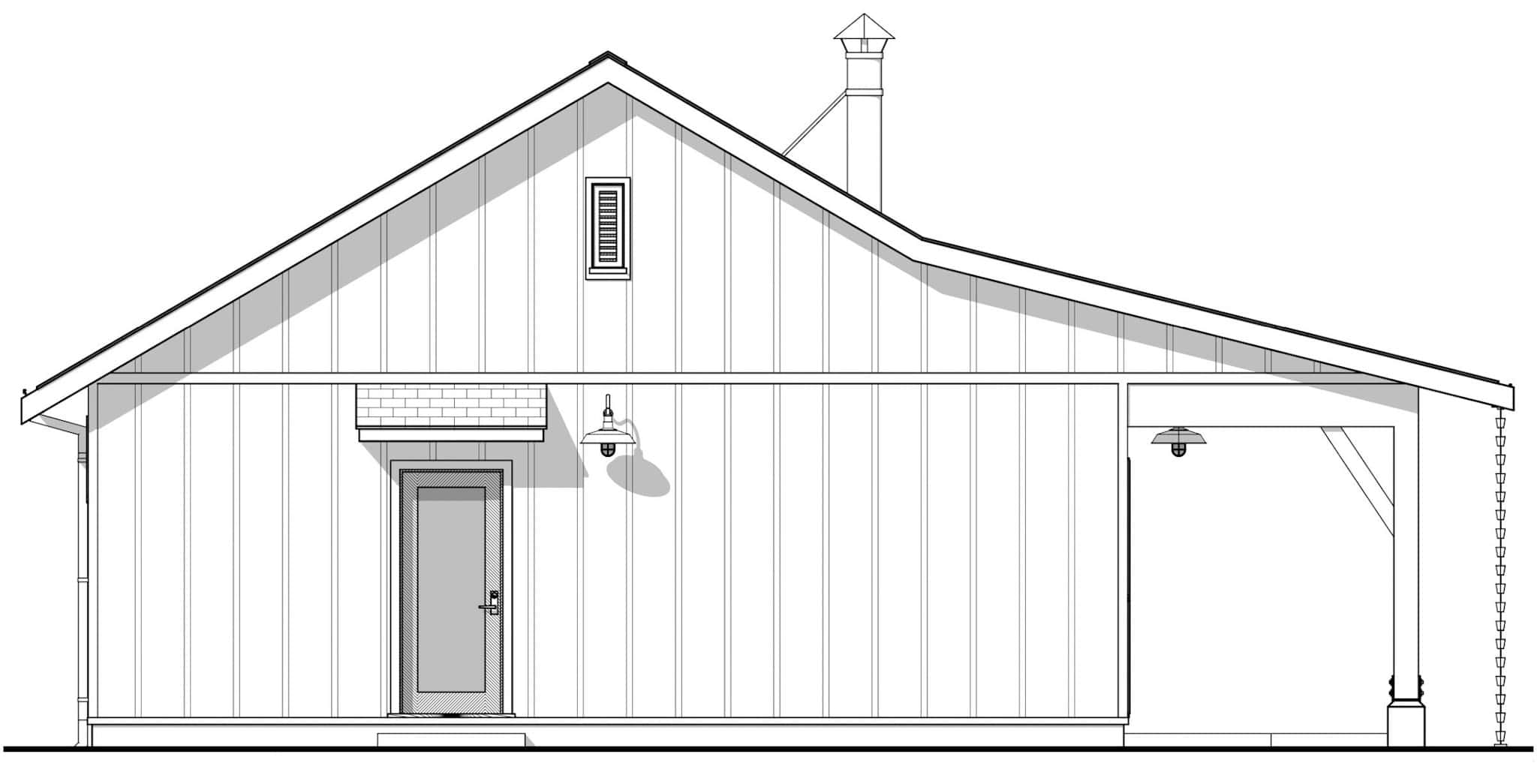 Home Plan Left Elevation of this 1-Bedroom,672 Sq Ft Plan -211-1070