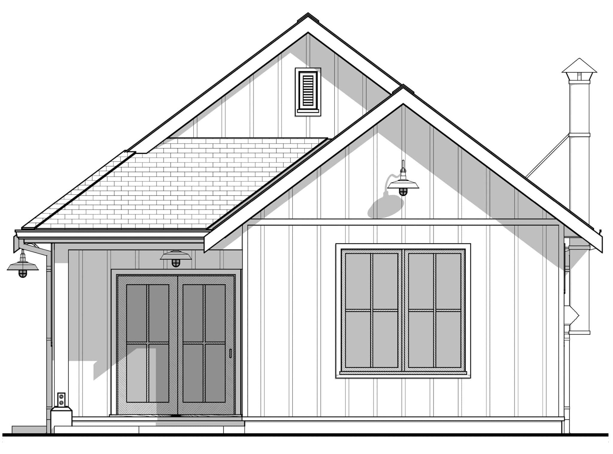 Home Plan Front Elevation of this 2-Bedroom,897 Sq Ft Plan -211-1071