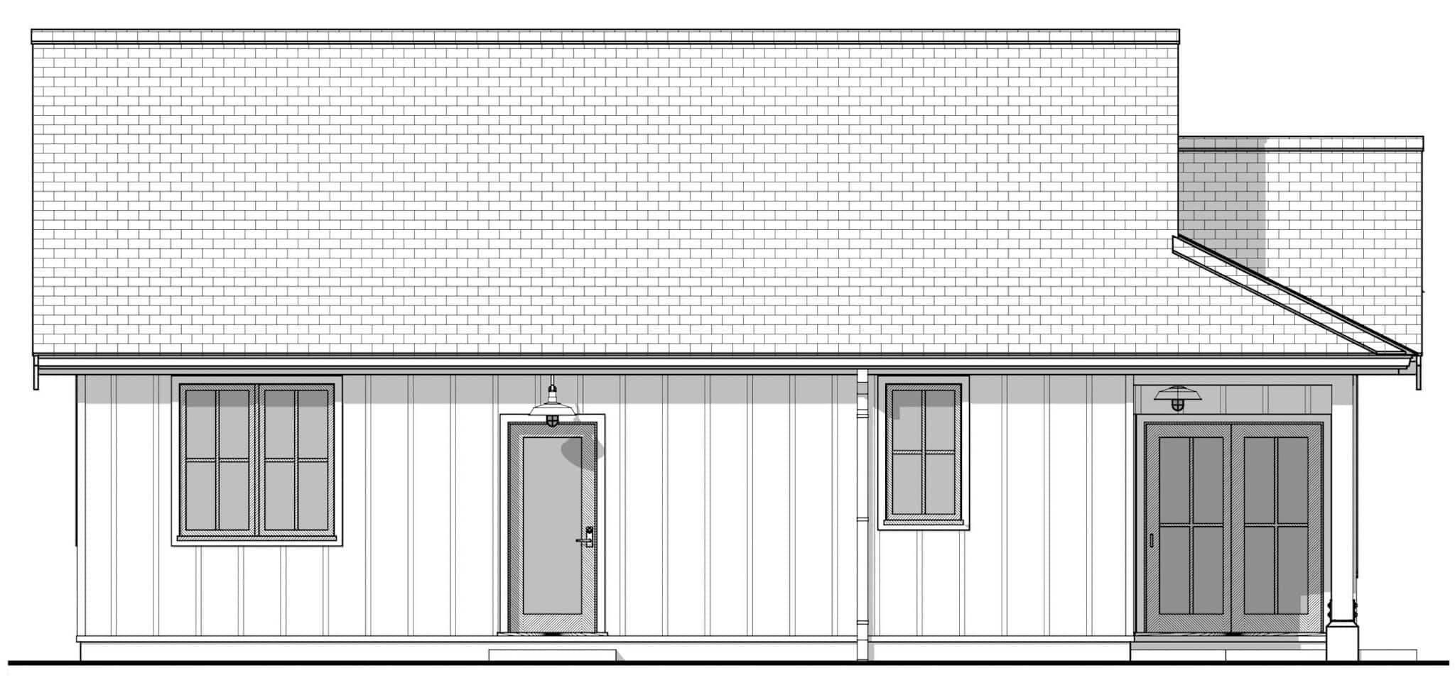 Home Plan Left Elevation of this 2-Bedroom,897 Sq Ft Plan -211-1071