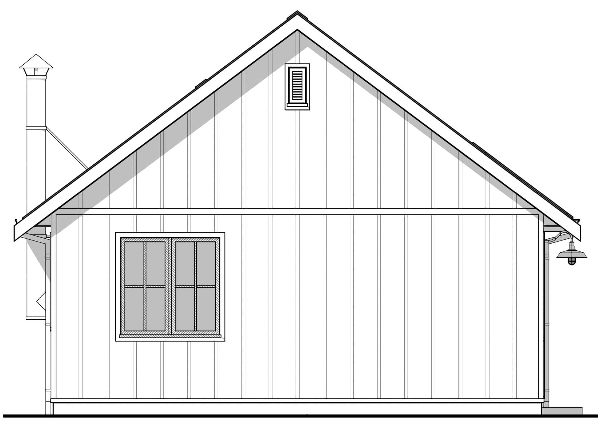 Home Plan Rear Elevation of this 2-Bedroom,897 Sq Ft Plan -211-1071