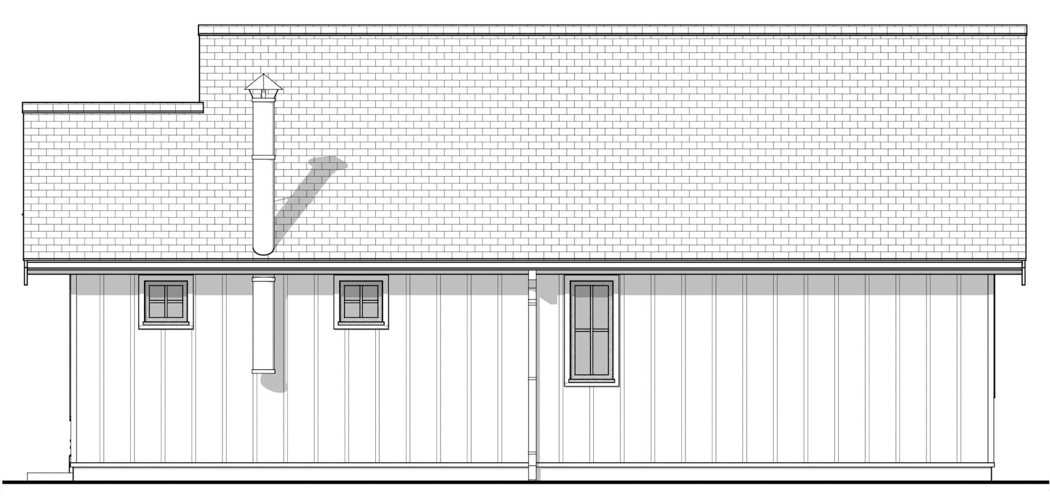 Home Plan Right Elevation of this 2-Bedroom,897 Sq Ft Plan -211-1071