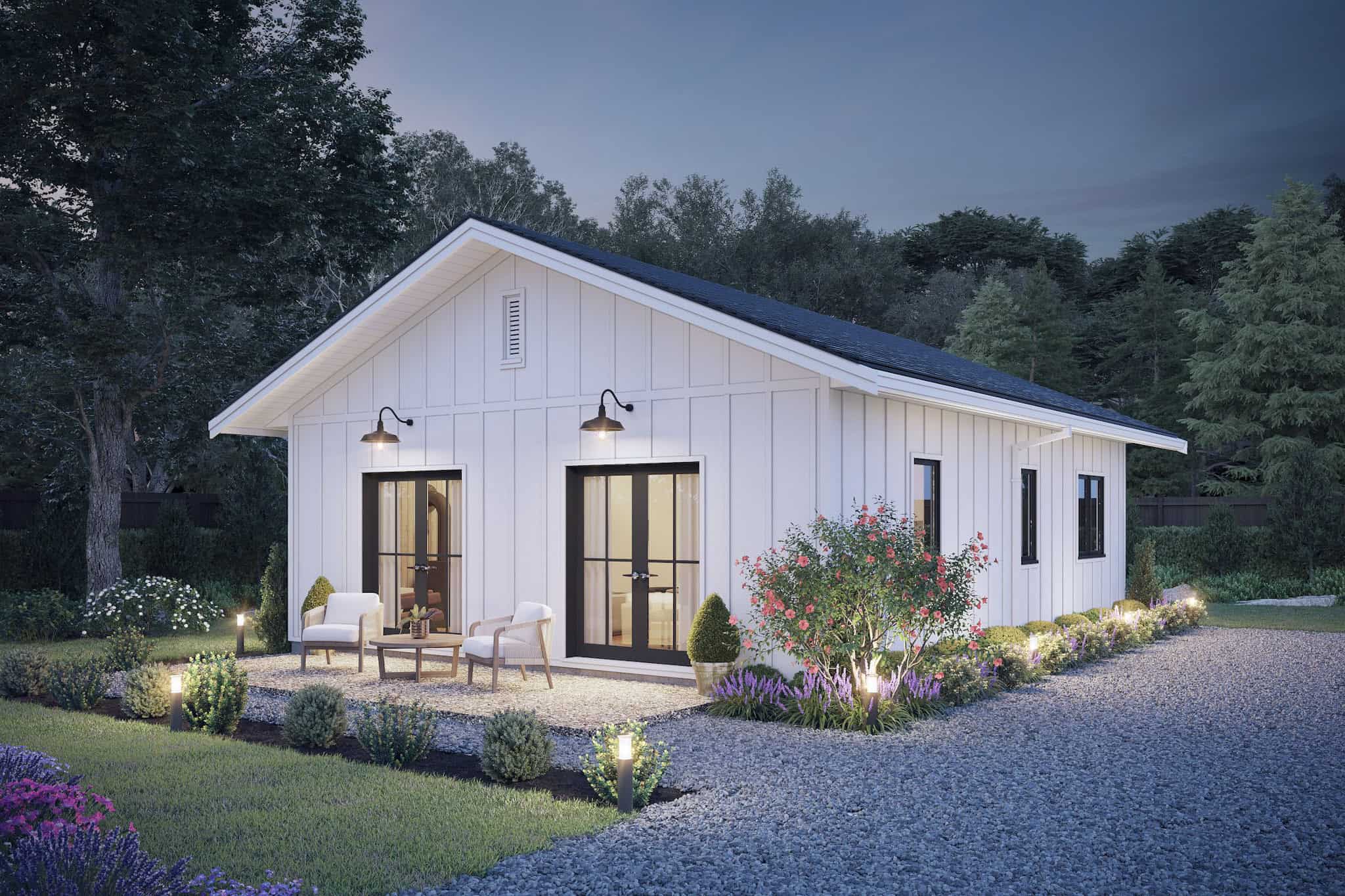 Home at Night of this 2-Bedroom,800 Sq Ft Plan -211-1072
