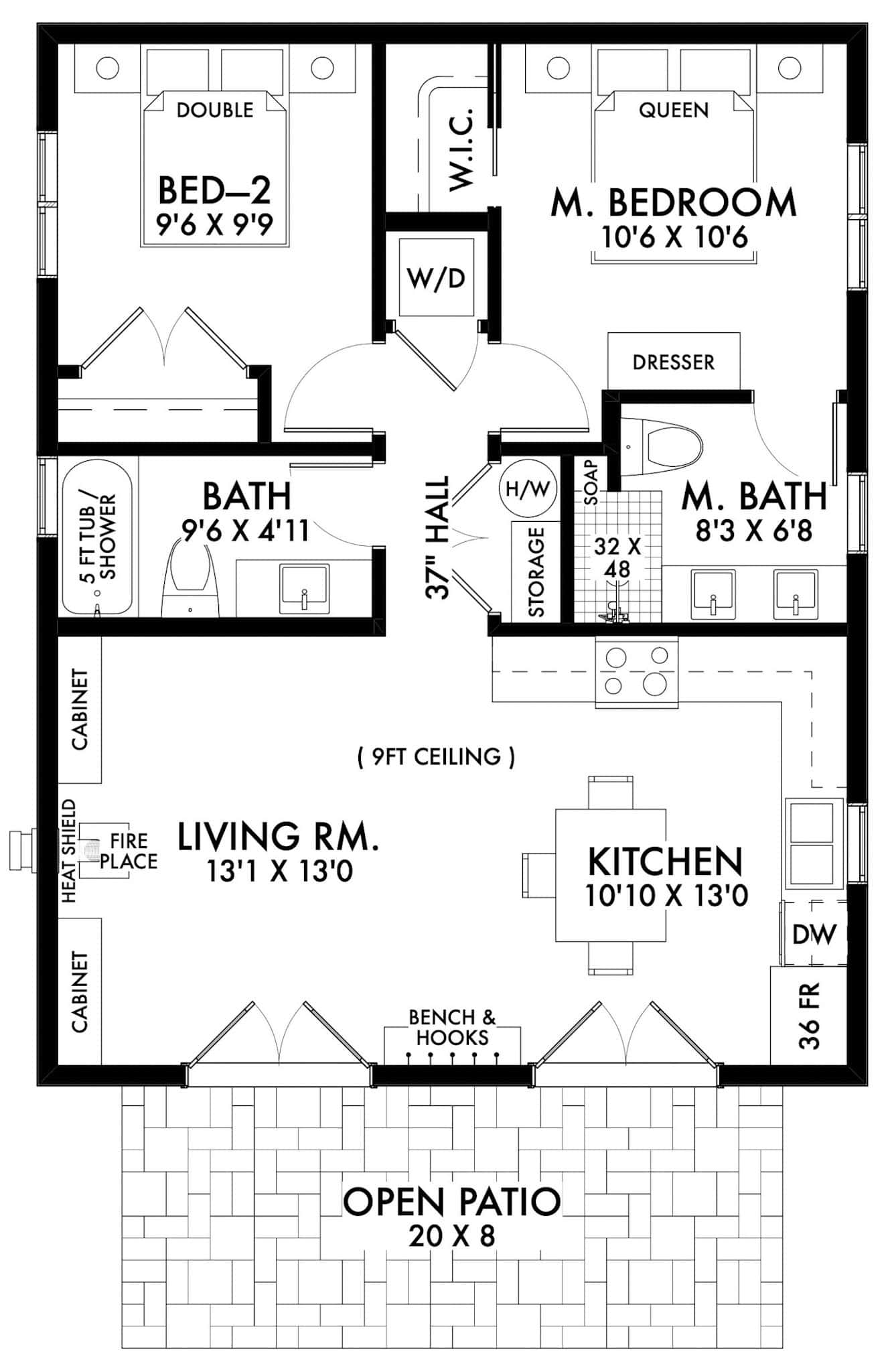 Main Level of Farmhouse Plan #211-1072