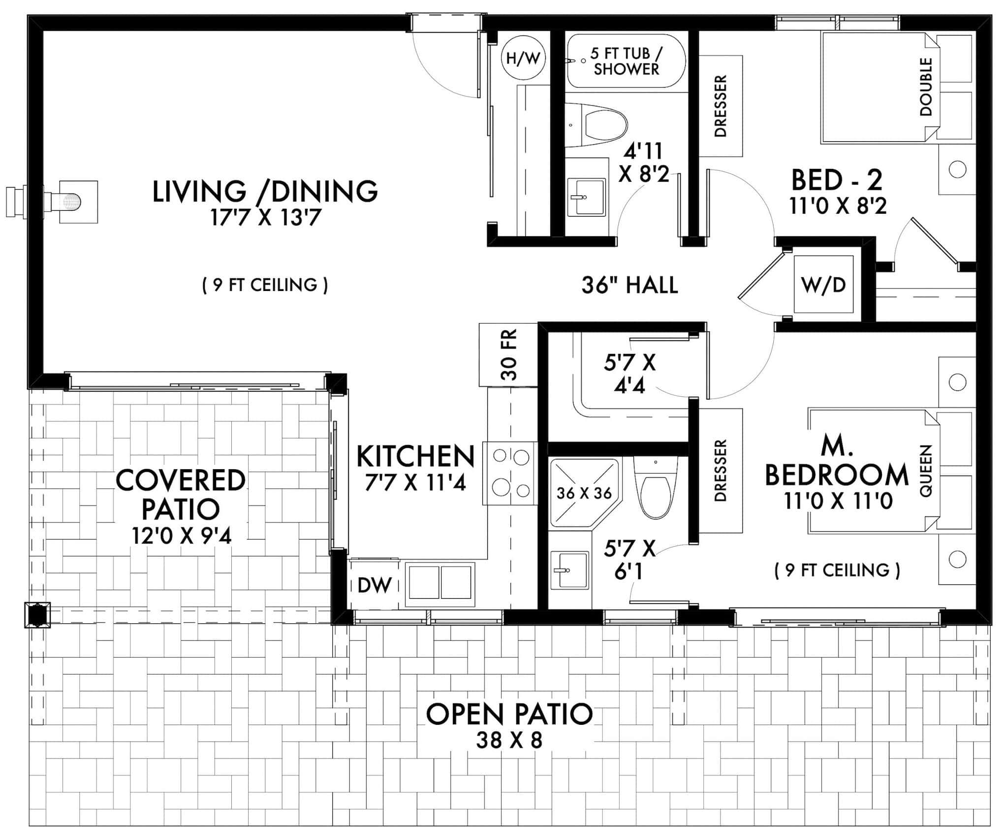 Main Level of Modern Plan #211-1073