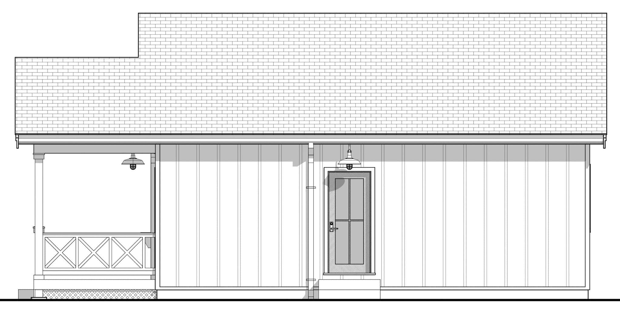 Home Plan Right Elevation of this 2-Bedroom,784 Sq Ft Plan -211-1074