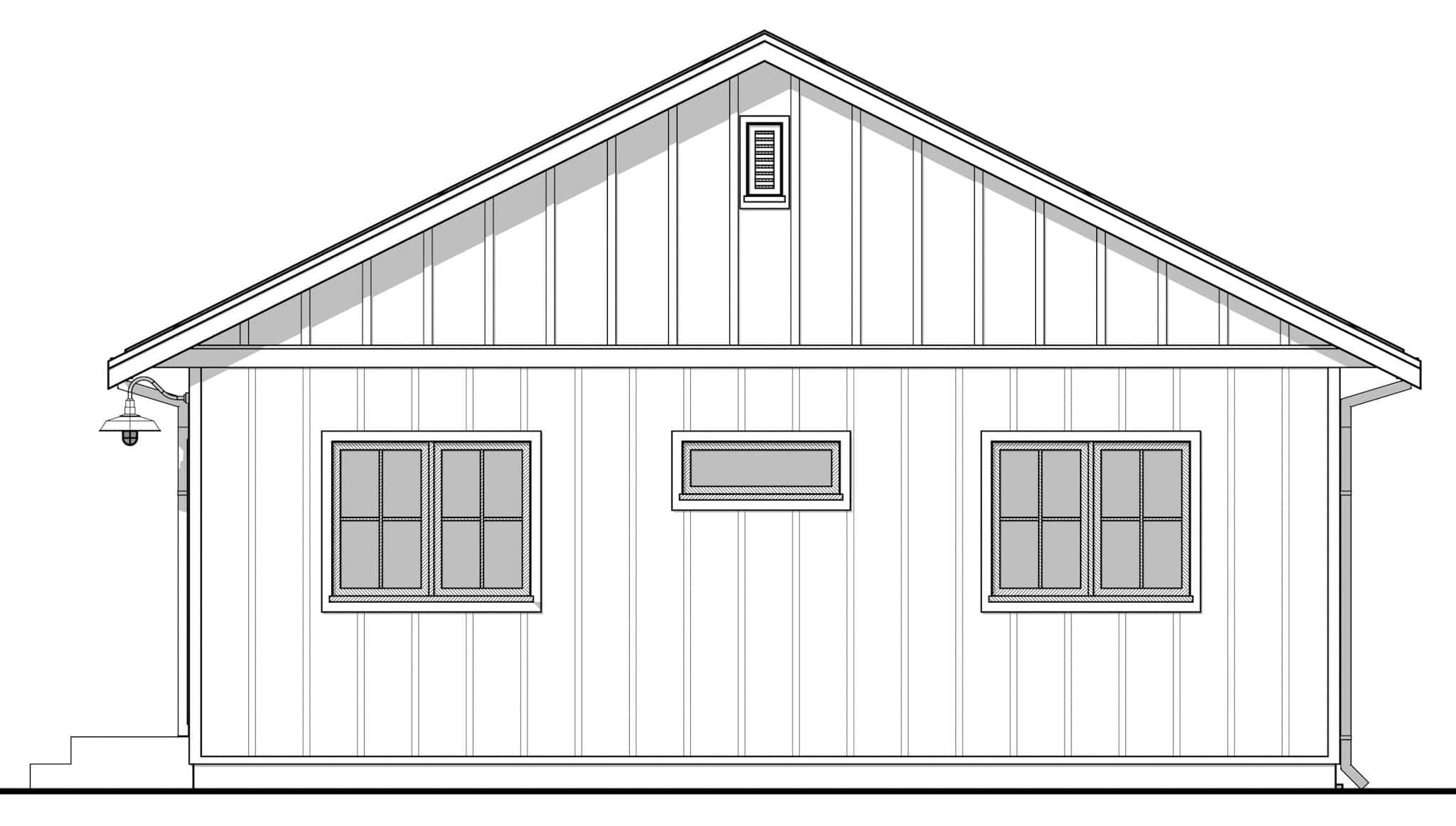 Home Plan Rear Elevation of this 2-Bedroom,784 Sq Ft Plan -211-1074