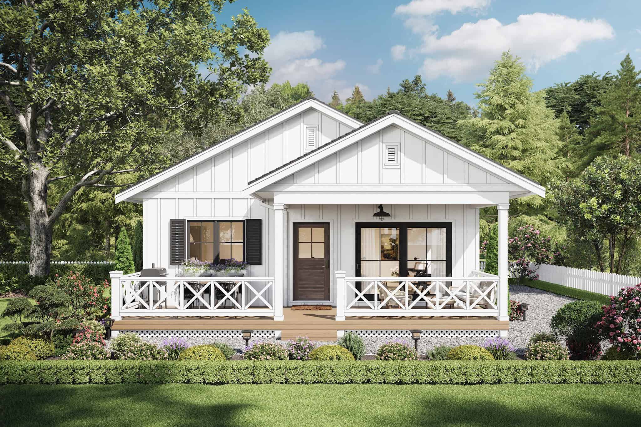 Front elevation of Farmhouse home (ThePlanCollection: House Plan #211-1074)