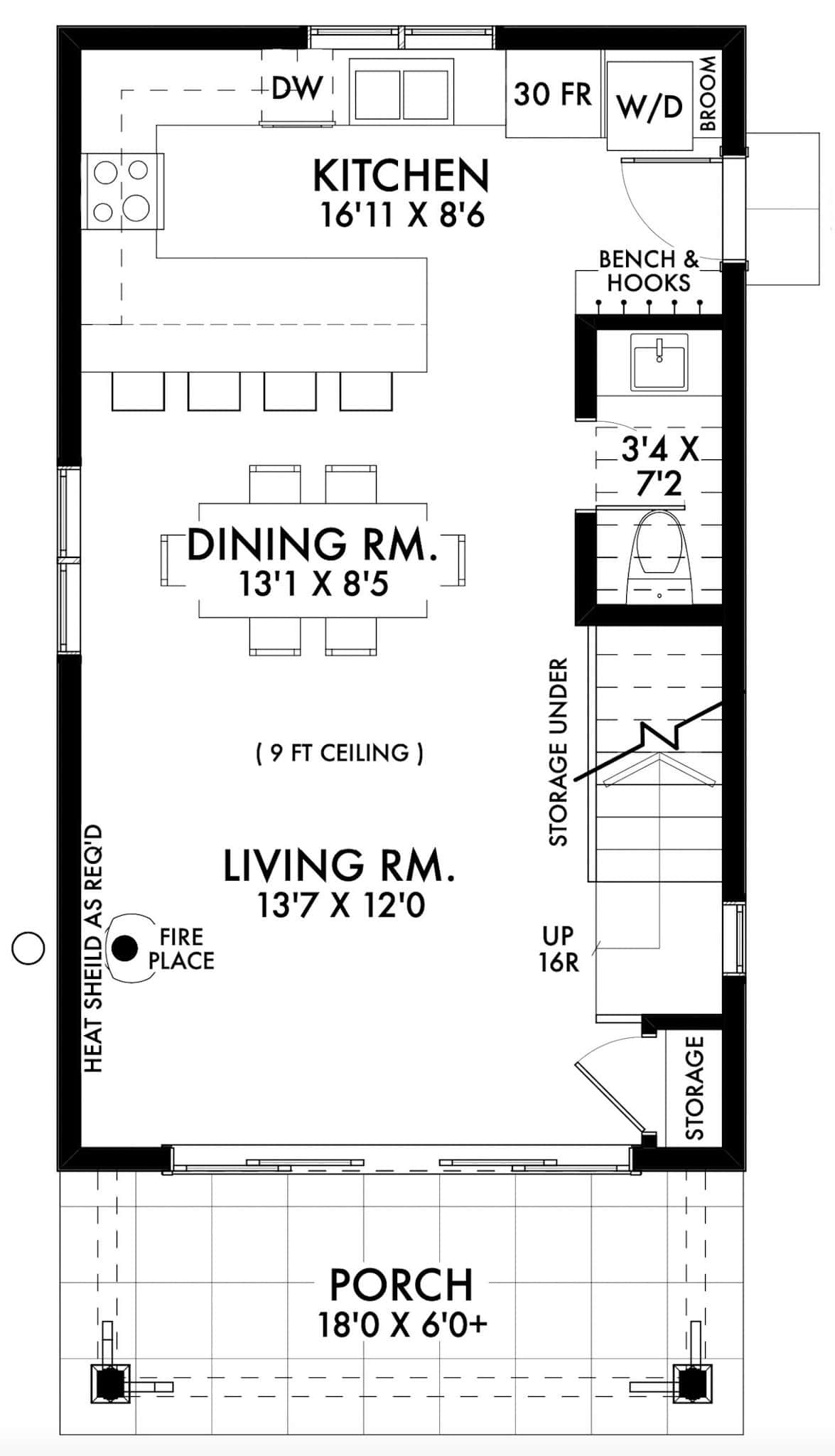 Main Level of Modern Farmhouse Plan #211-1075