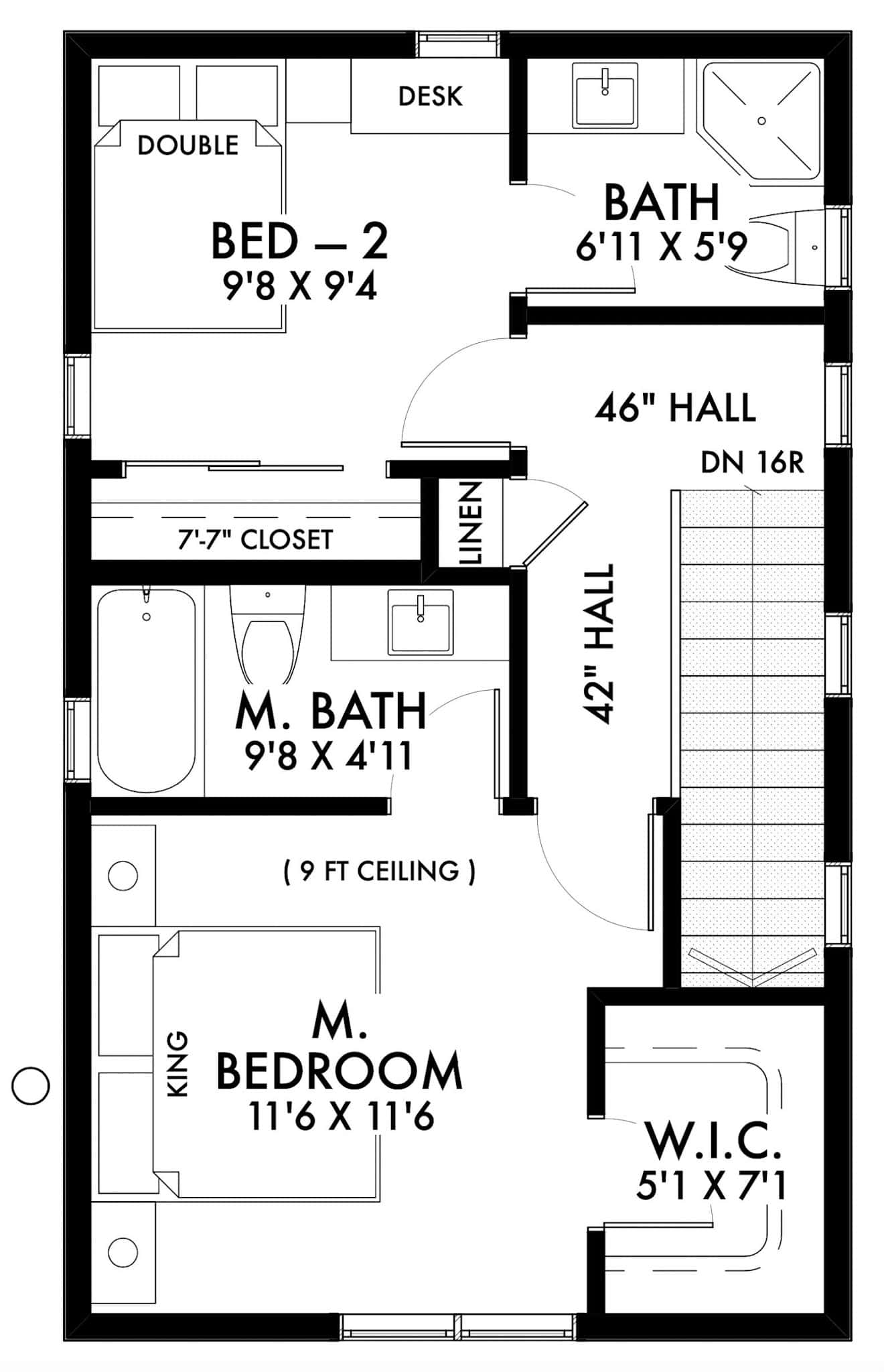 Upper Level of Modern Farmhouse Plan #211-1075