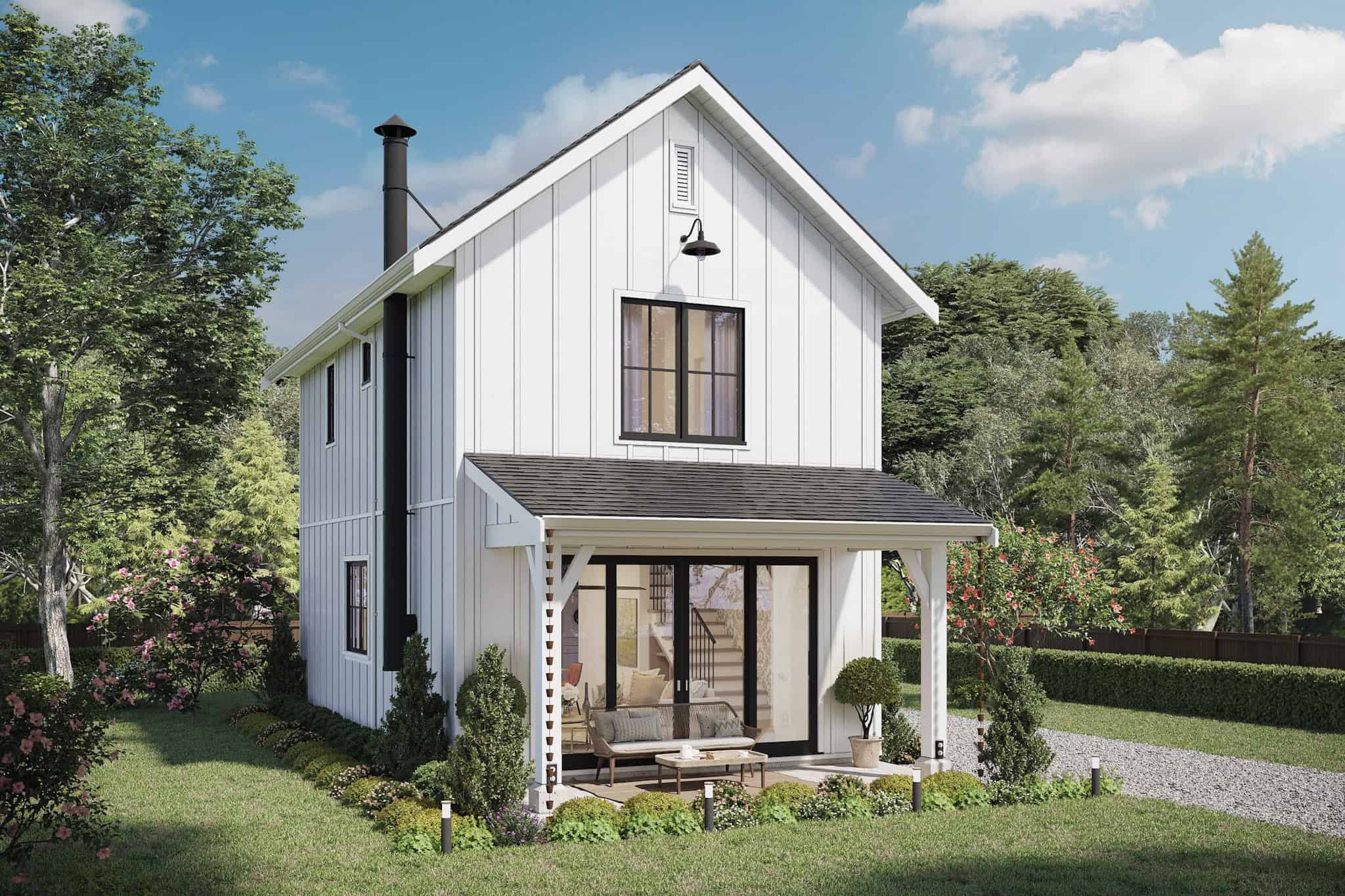 Front elevation of Modern Farmhouse home (ThePlanCollection: House Plan #211-1075)