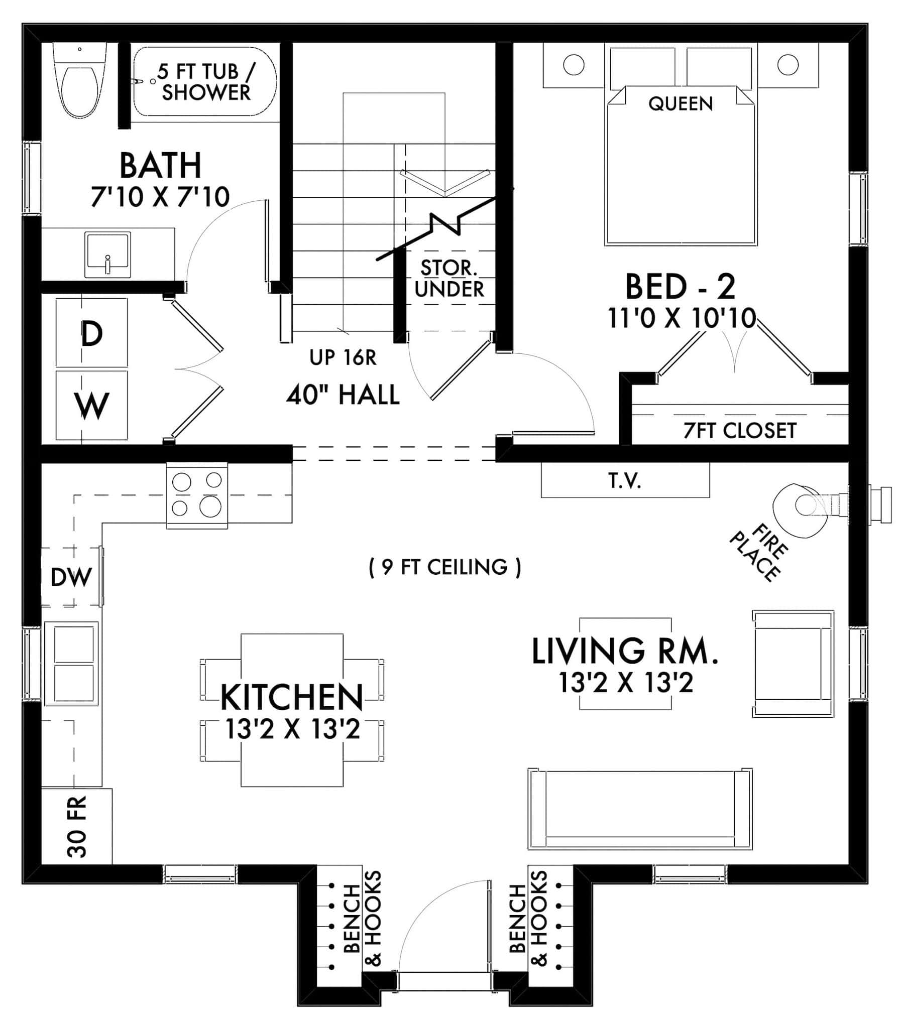Main Level of Contemporary Plan #211-1076