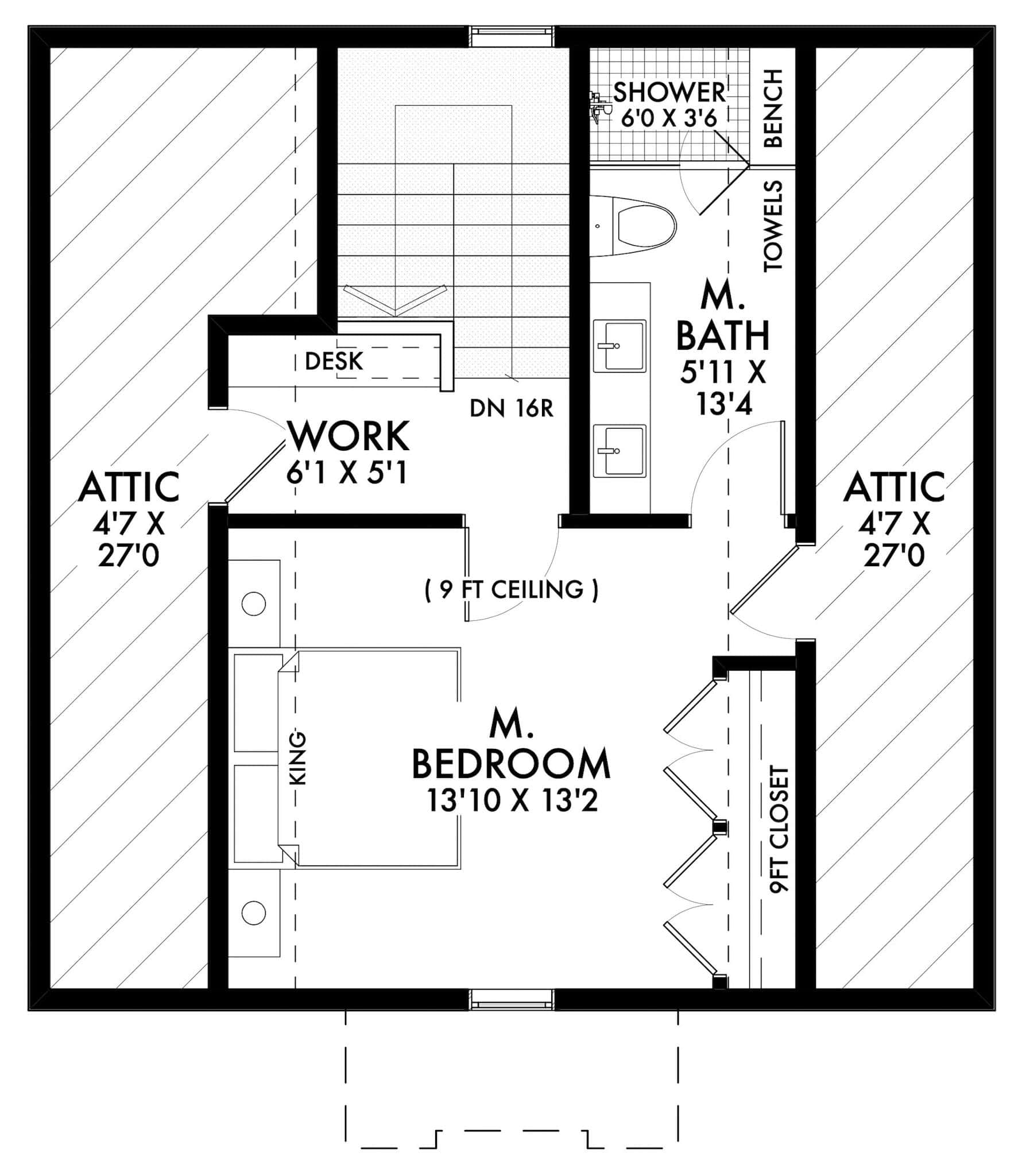 Upper Level of Contemporary Plan #211-1076
