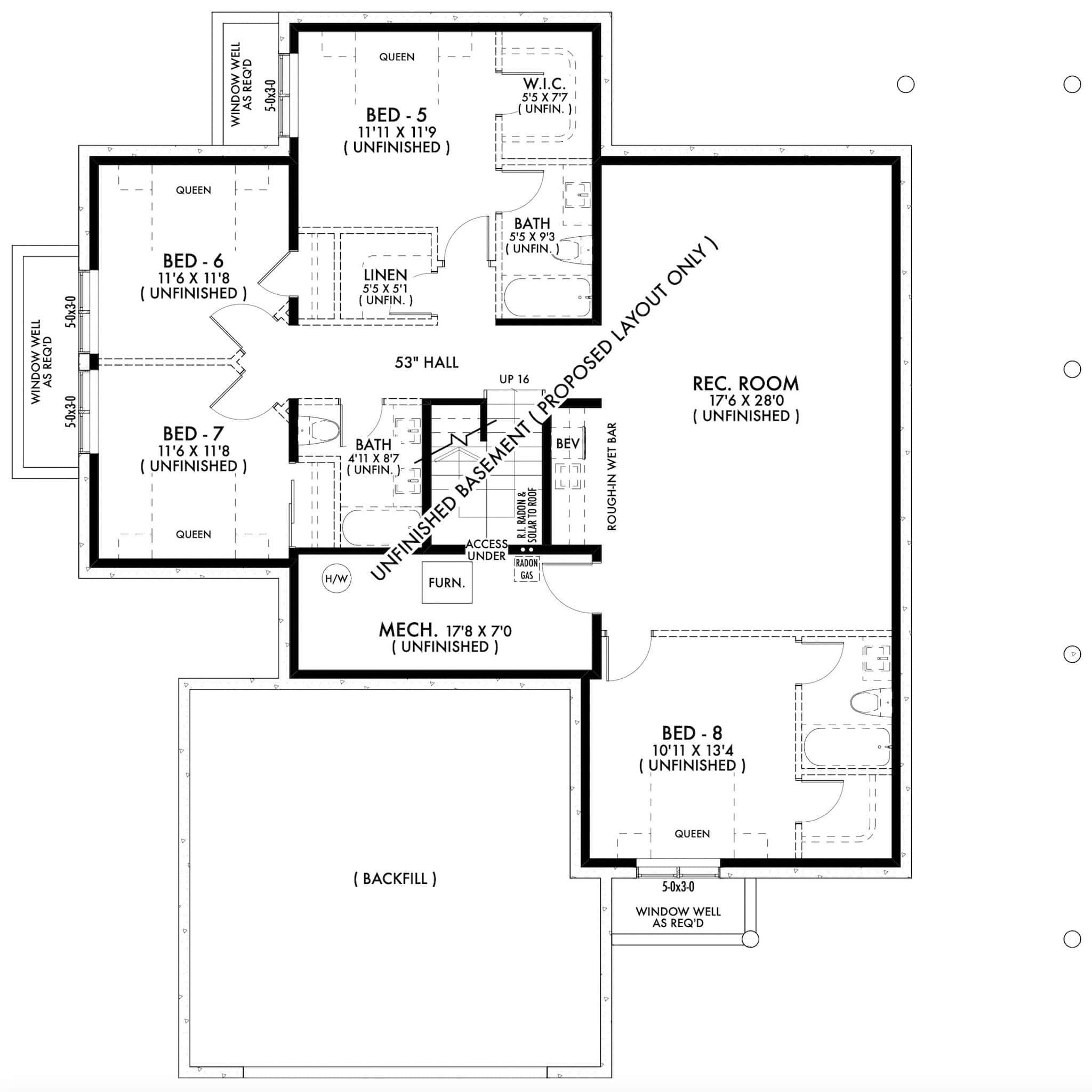 Basement of Barndominium Plan #211-1078