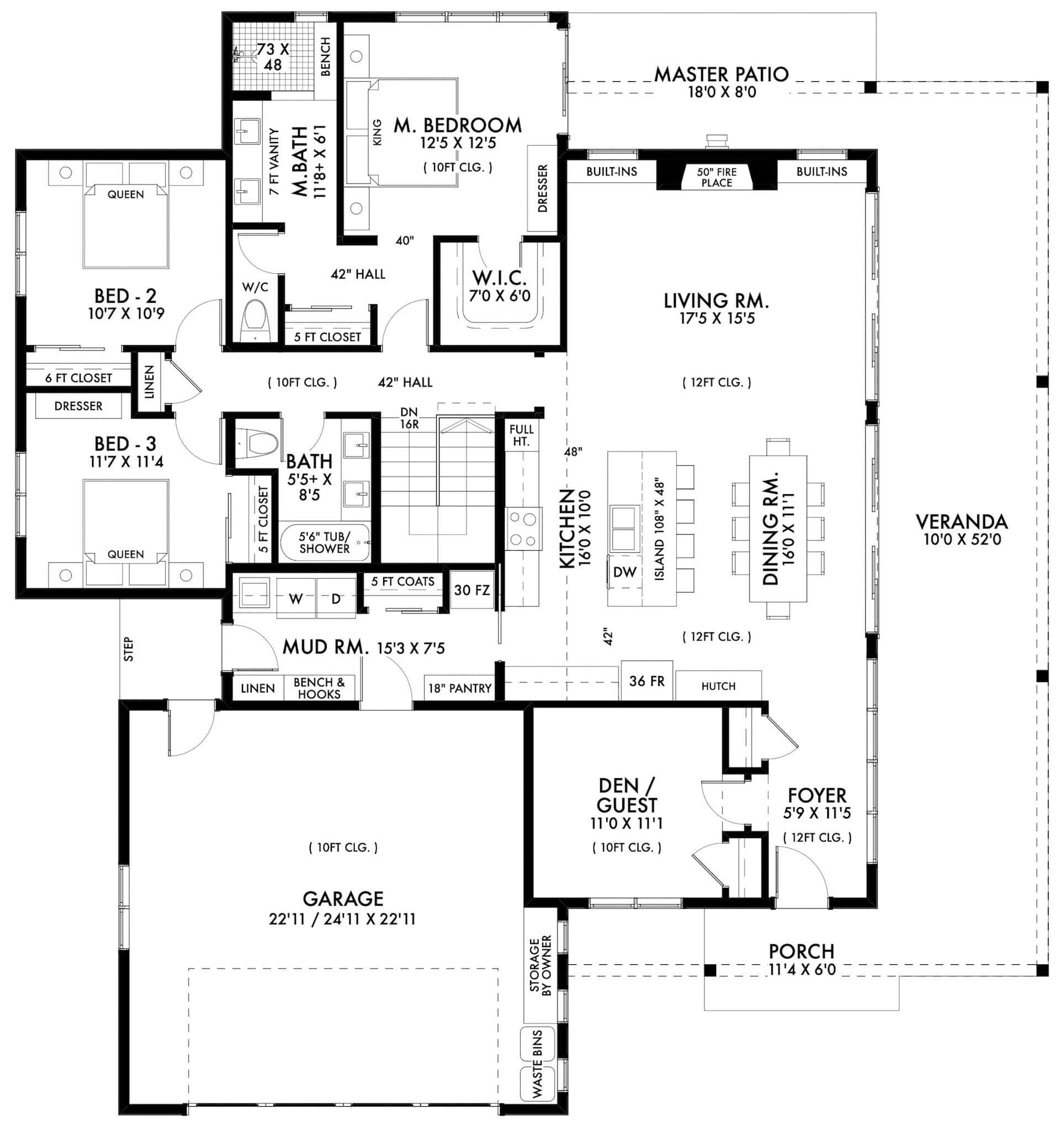 Main Level of Barndominium Plan #211-1078