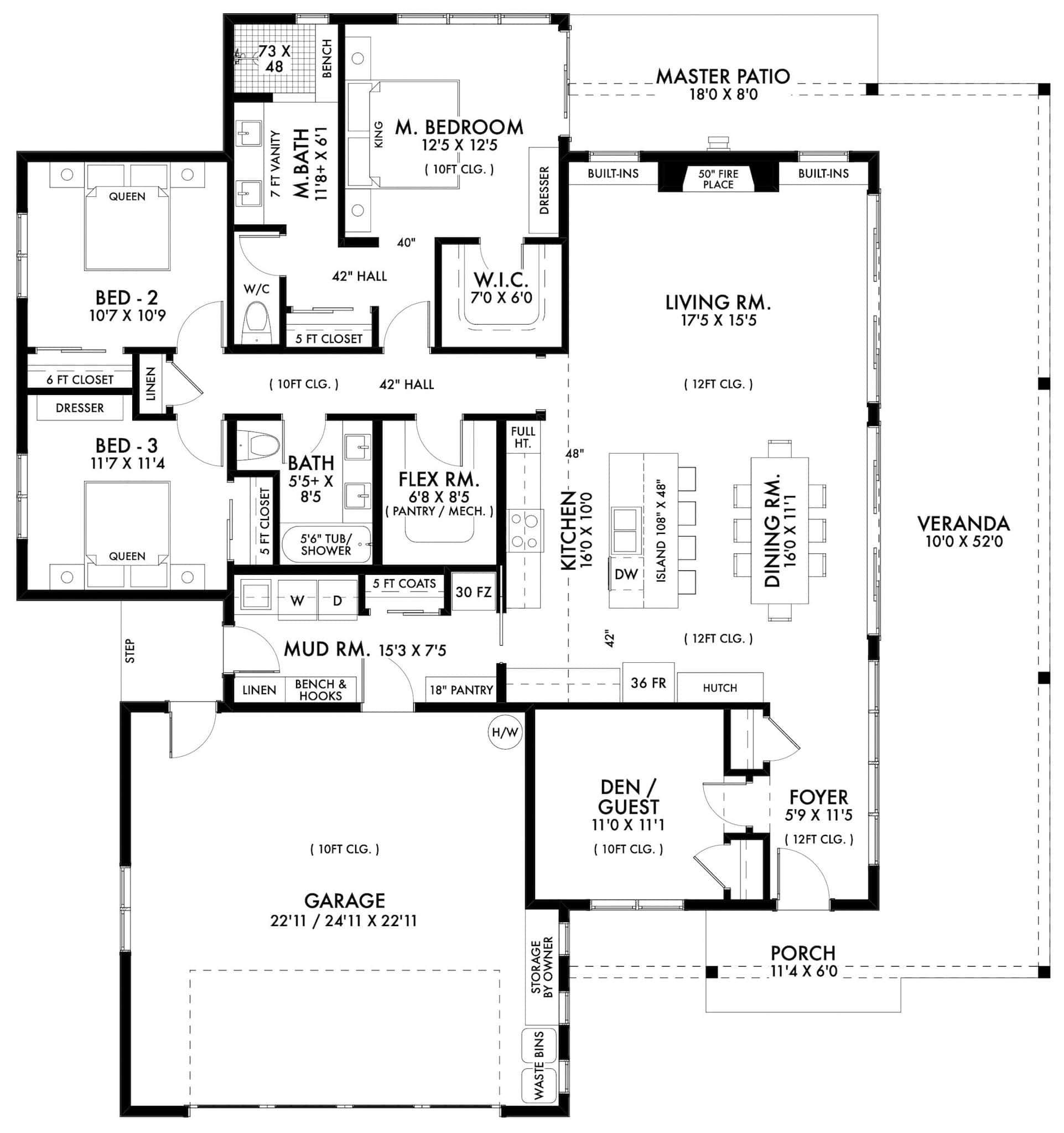 Main Level of Barndominium Plan #211-1078