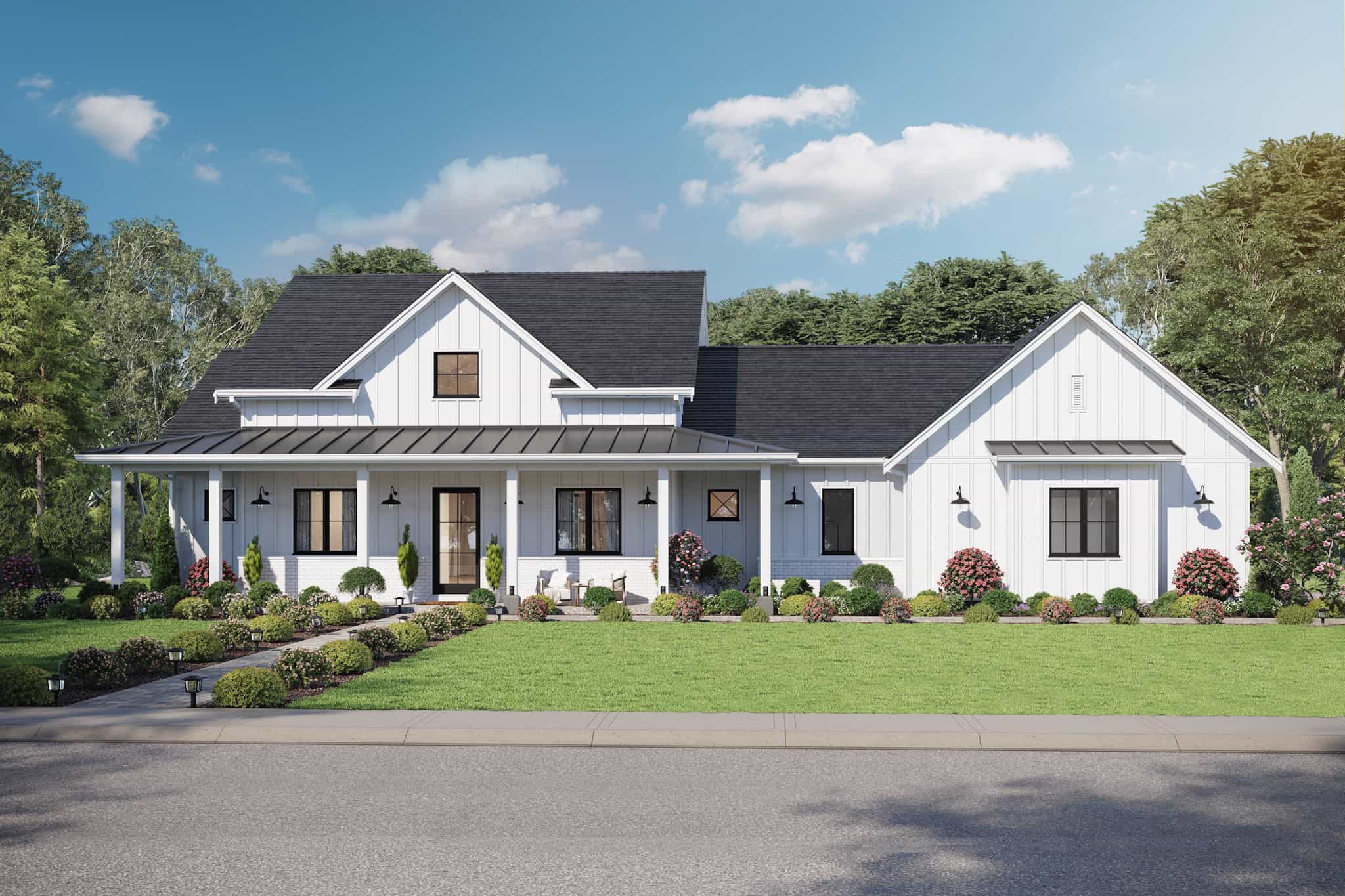Front elevation of Farmhouse home (ThePlanCollection: House Plan #211-1079)