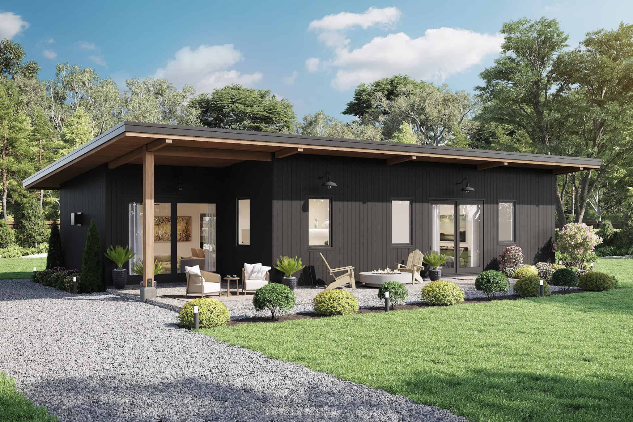 Front elevation of Contemporary home (ThePlanCollection: House Plan #211-1080)