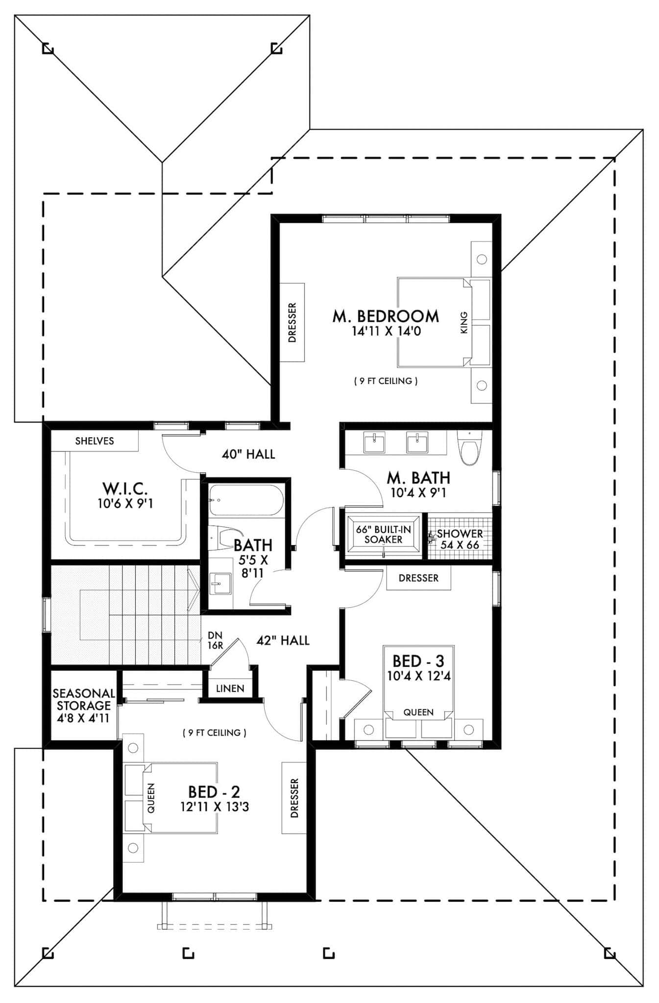 Upper Level of Modern Farmhouse Plan #211-1081