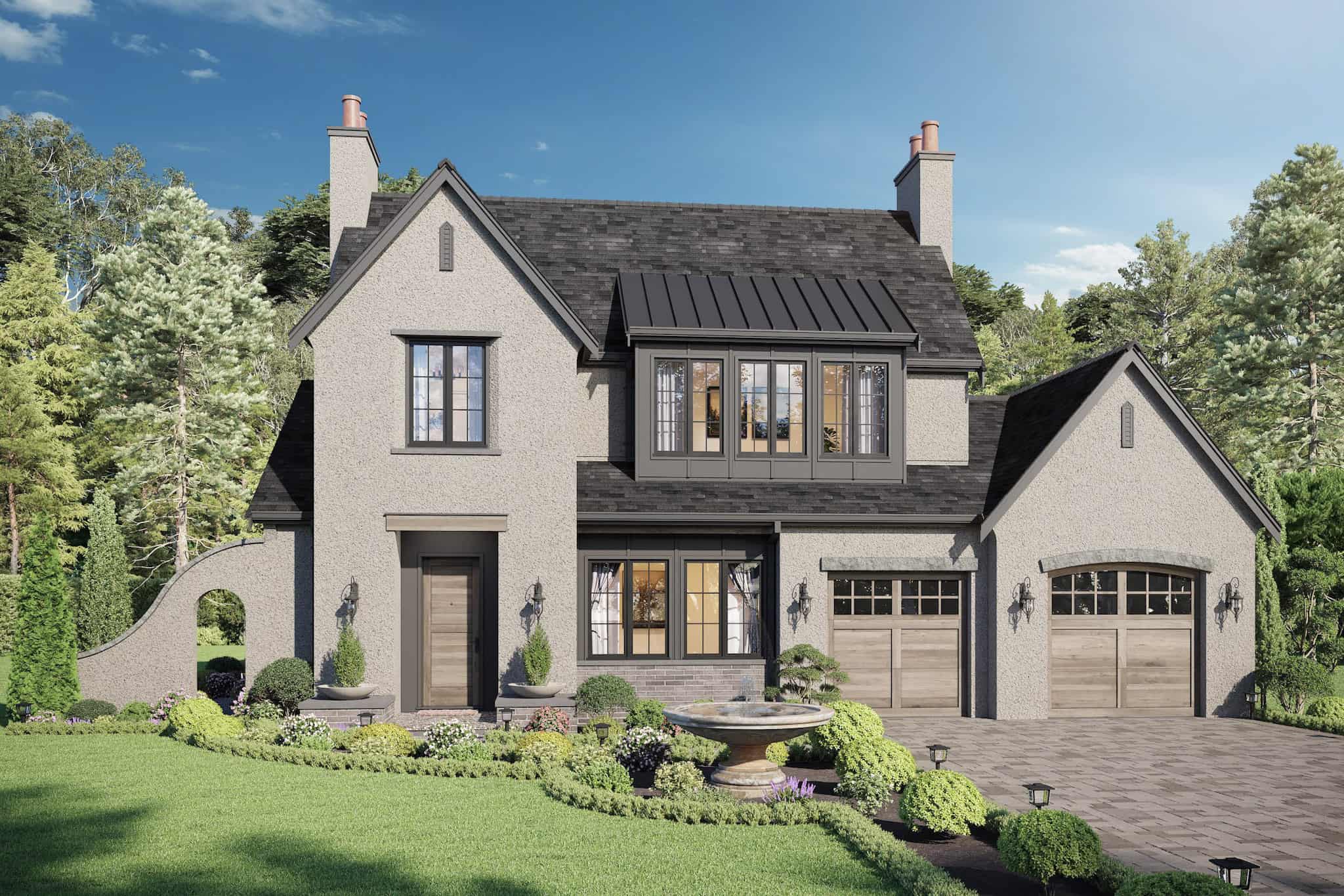 Front elevation of European home (ThePlanCollection: House Plan #211-1083)