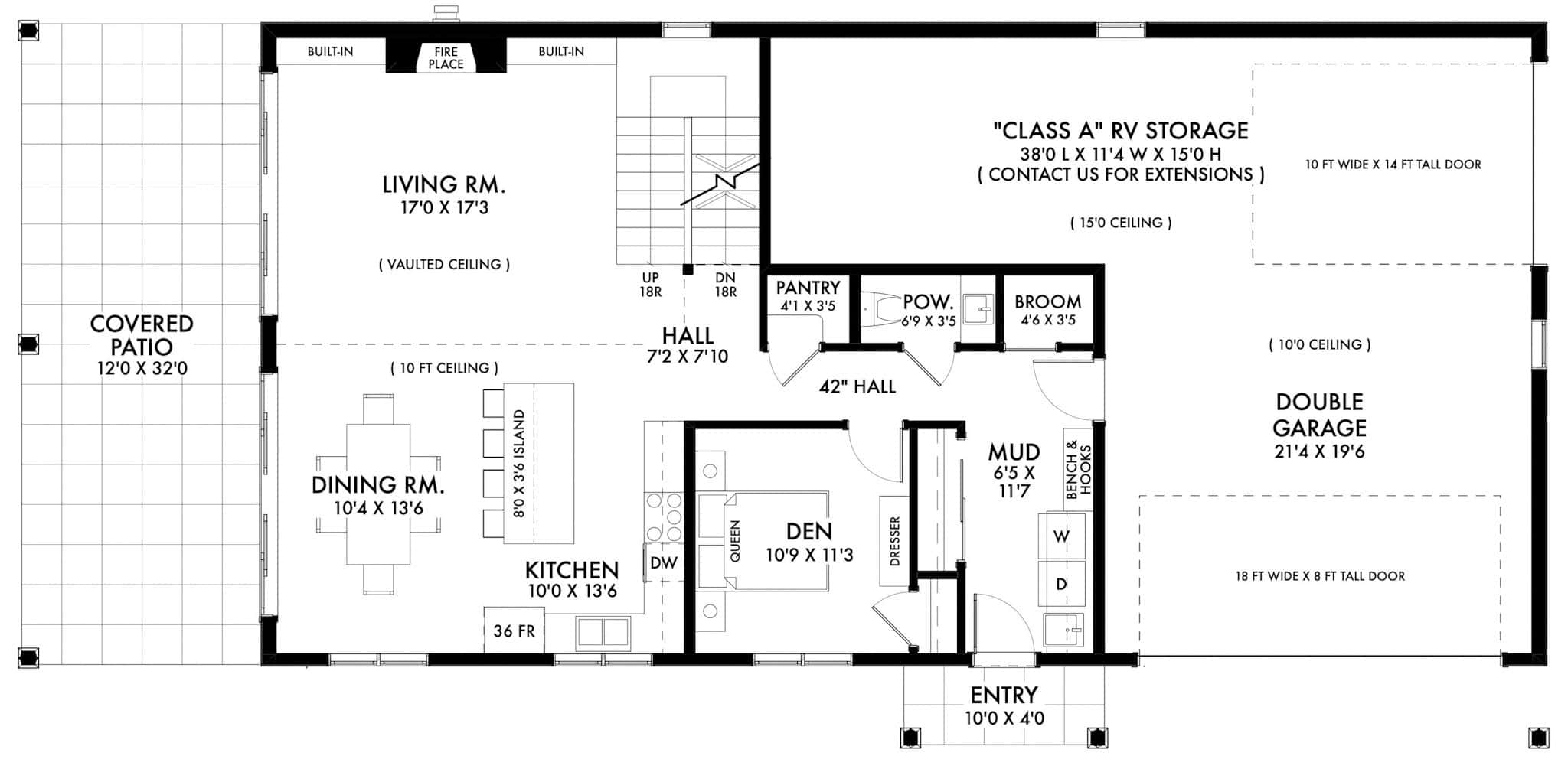 Main Level of Barndominium Plan #211-1085
