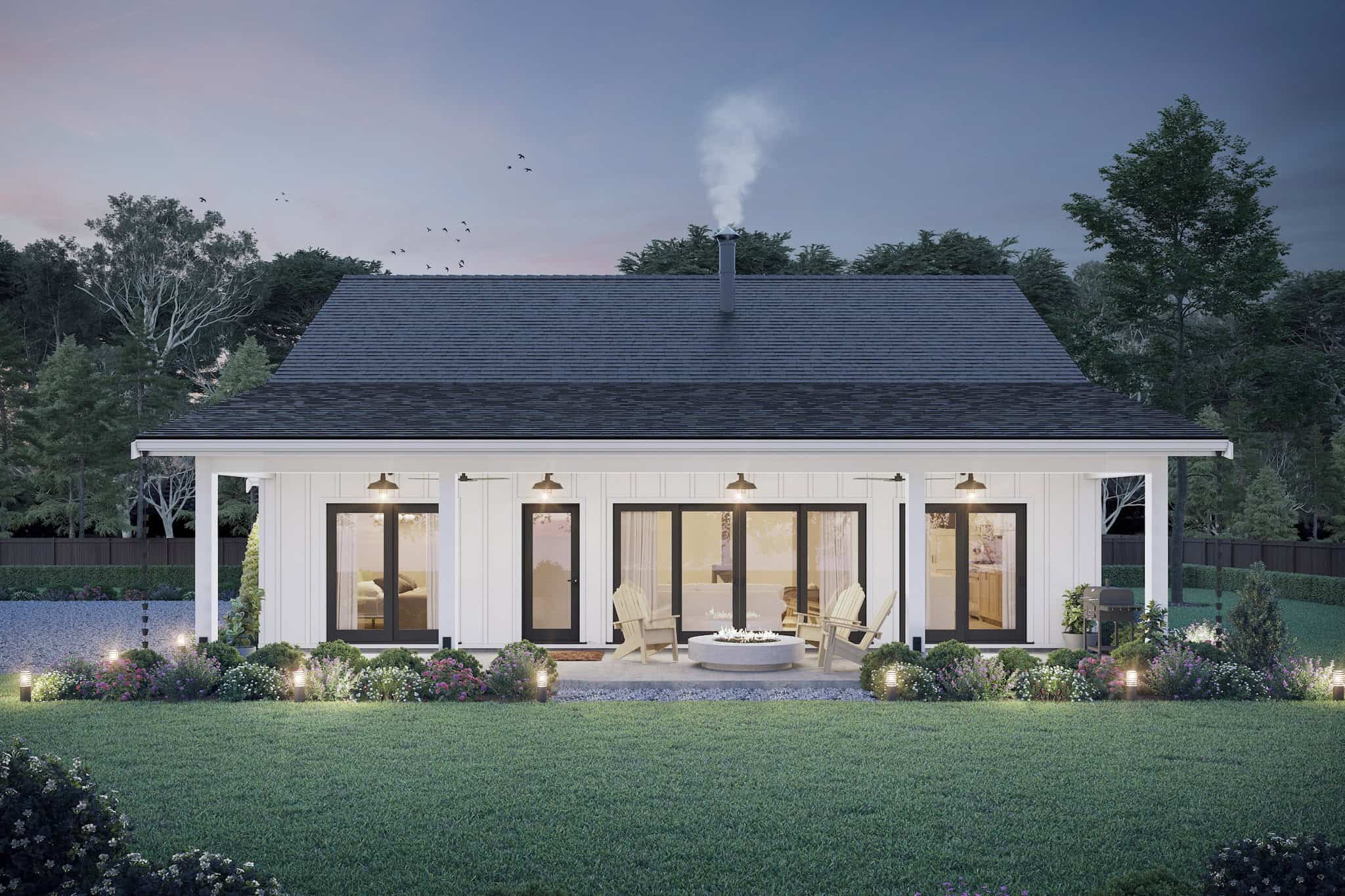 Home at Night of this 2-Bedroom,1000 Sq Ft Plan -211-1086