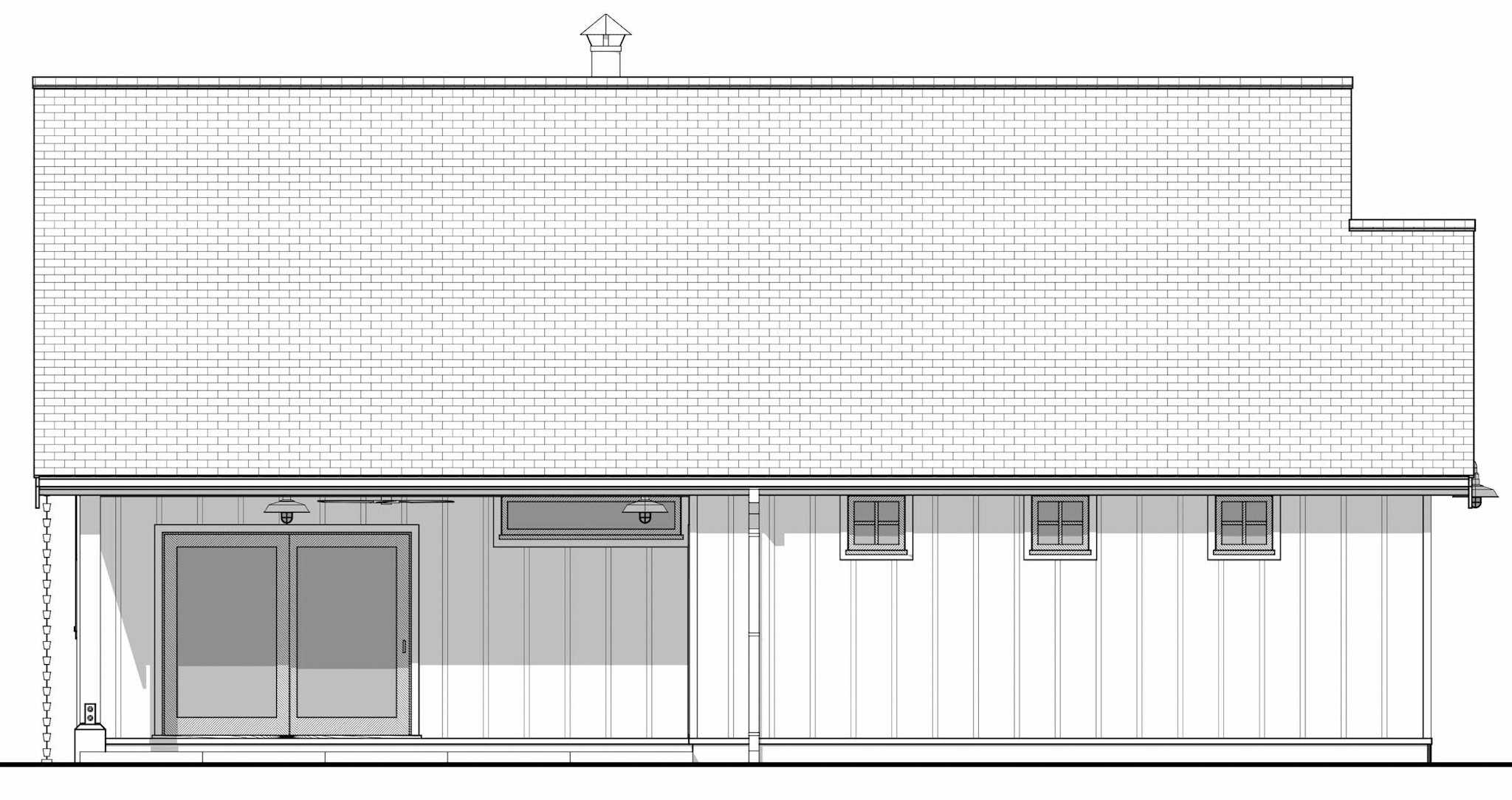 Home Plan Rear Elevation of this 2-Bedroom,1000 Sq Ft Plan -211-1086