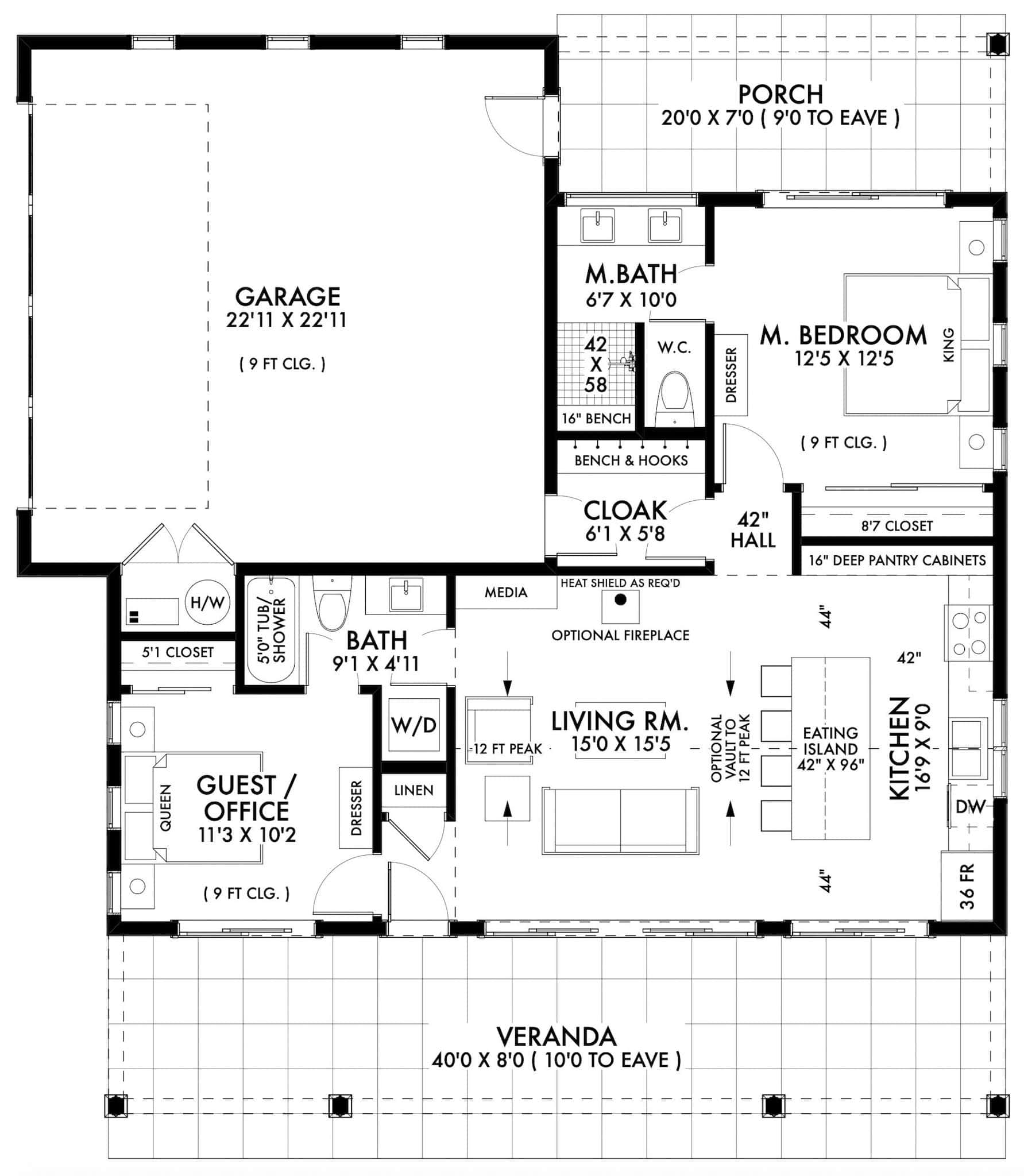 Main Level of Modern Farmhouse Plan #211-1086