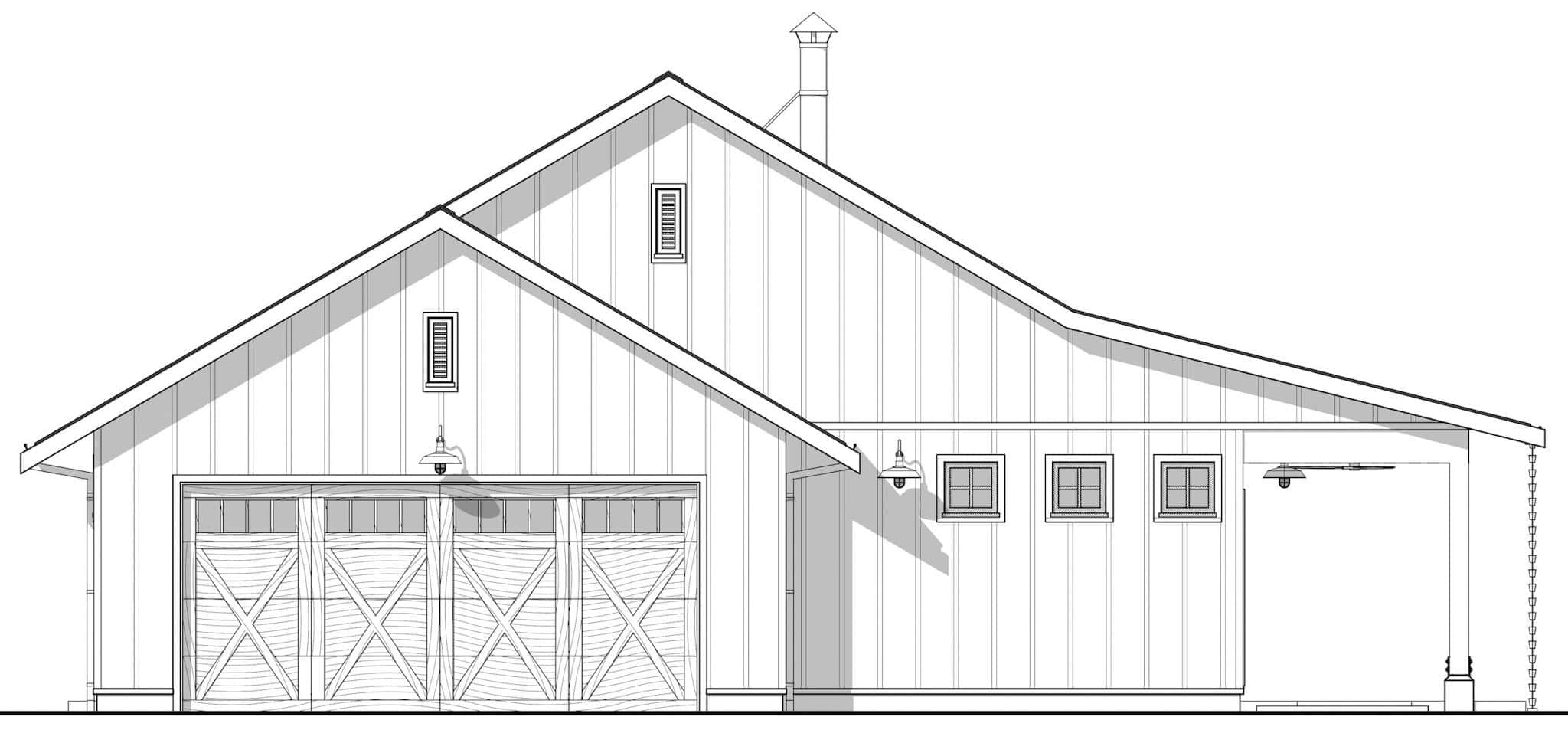 Home Plan Left Elevation of this 2-Bedroom,1000 Sq Ft Plan -211-1086