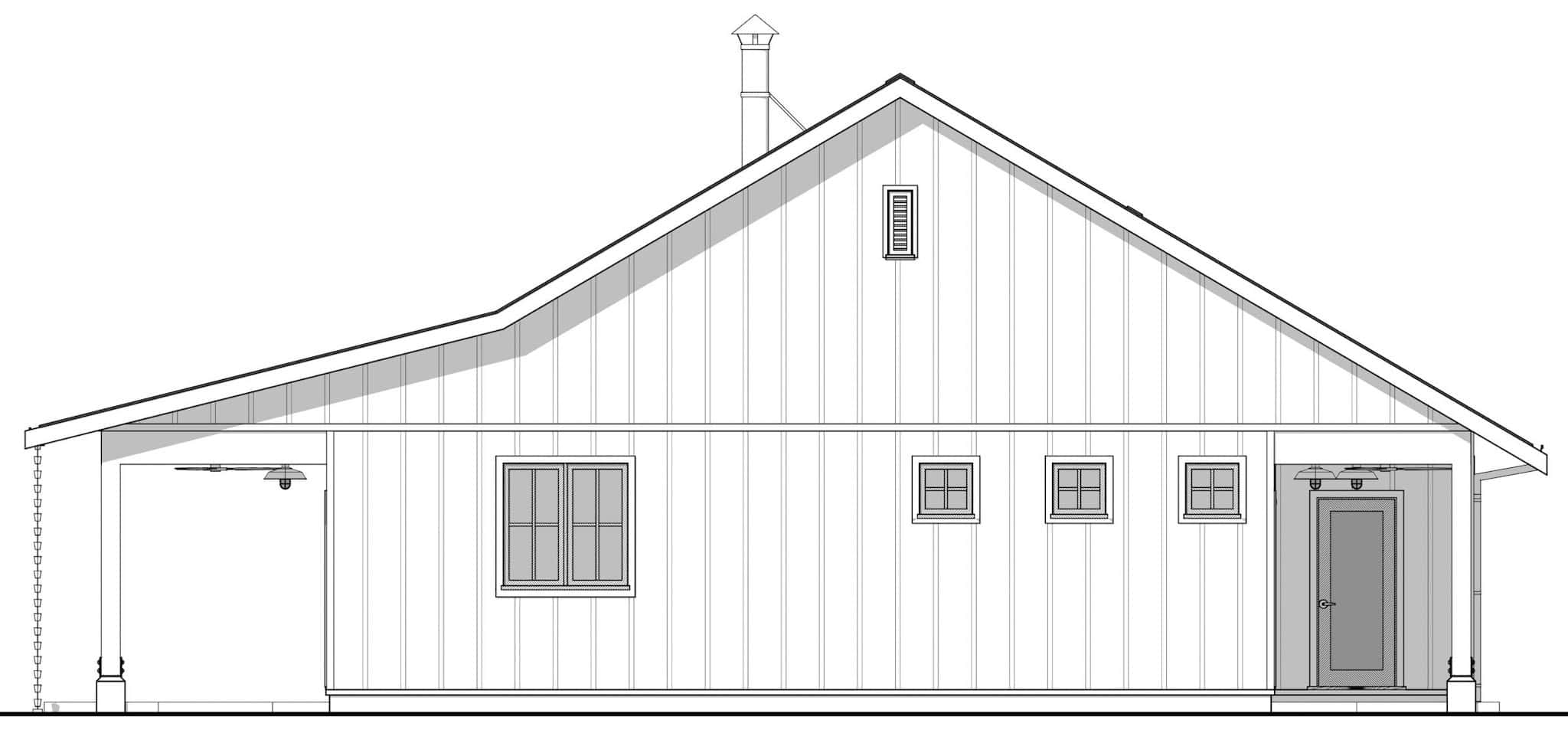 Home Plan Right Elevation of this 2-Bedroom,1000 Sq Ft Plan -211-1086