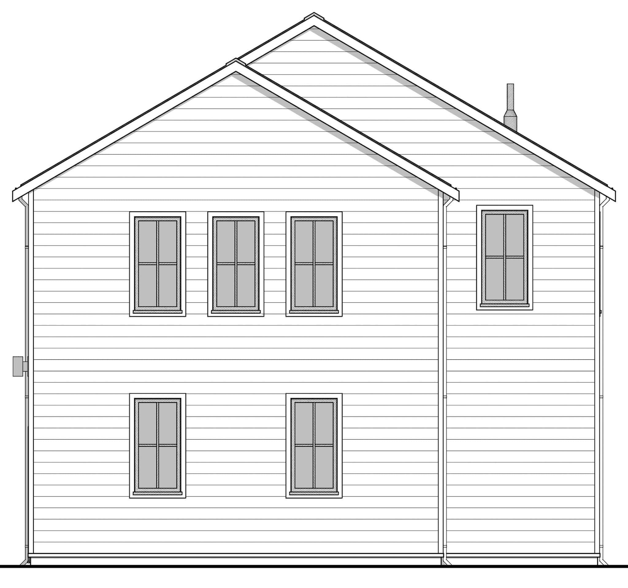 Home Plan Rear Elevation of this 2-Bedroom,795 Sq Ft Plan -211-1087