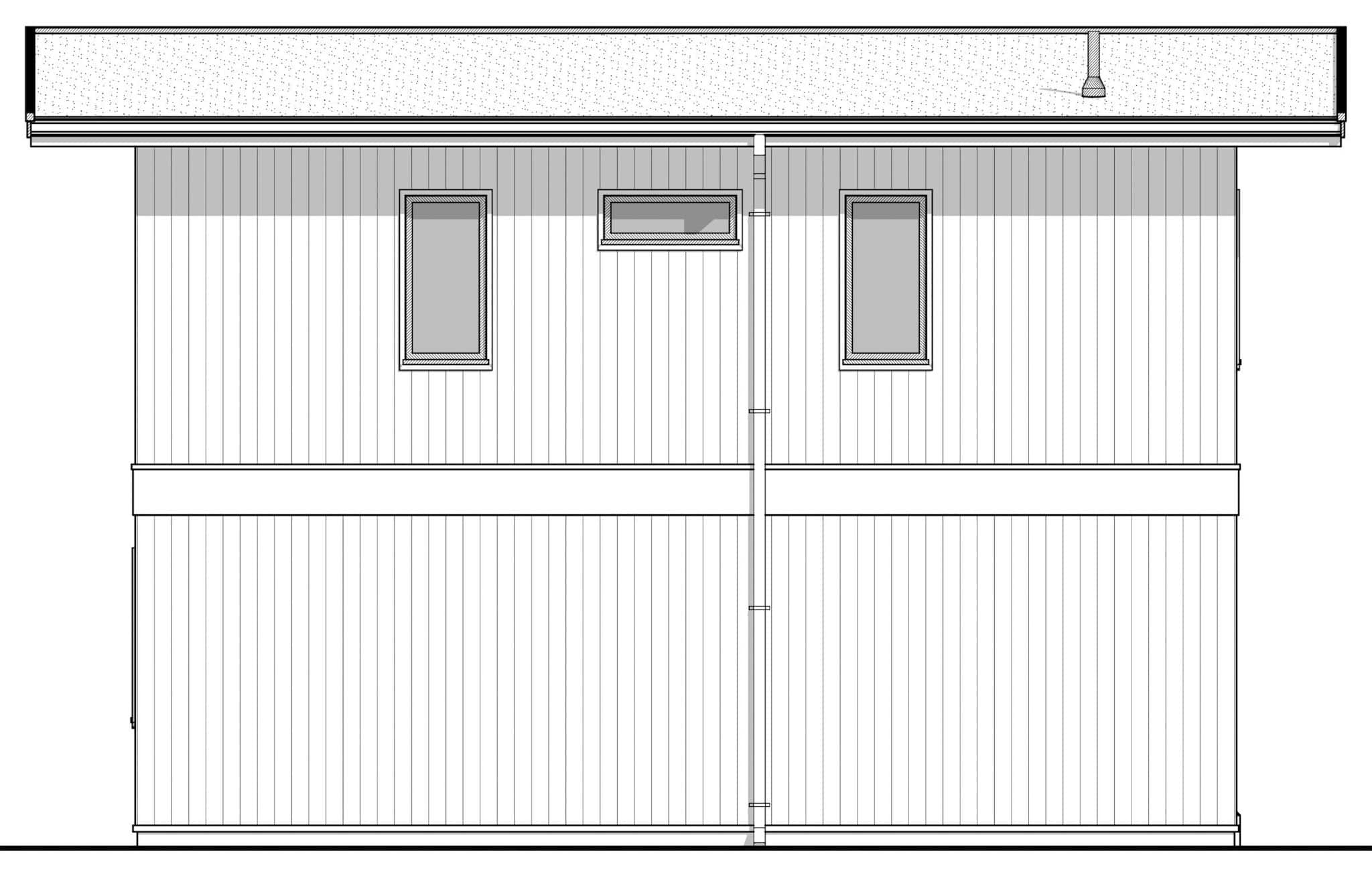Home Plan Rear Elevation of this 2-Bedroom,799 Sq Ft Plan -211-1088