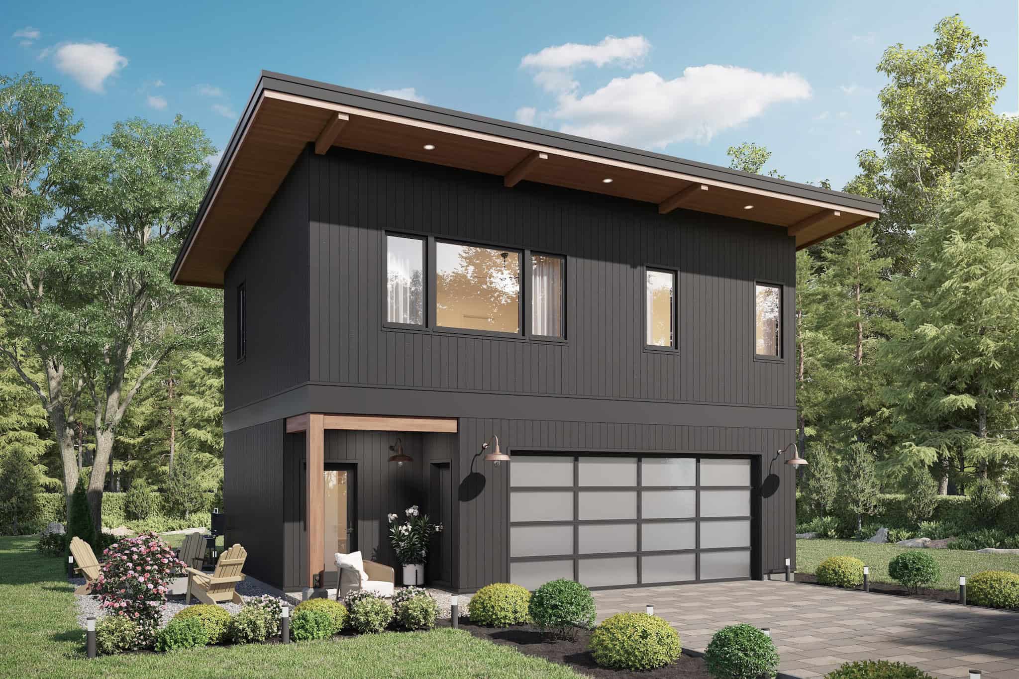 Front elevation of Garage w/Apartments home (ThePlanCollection: House Plan #211-1088)