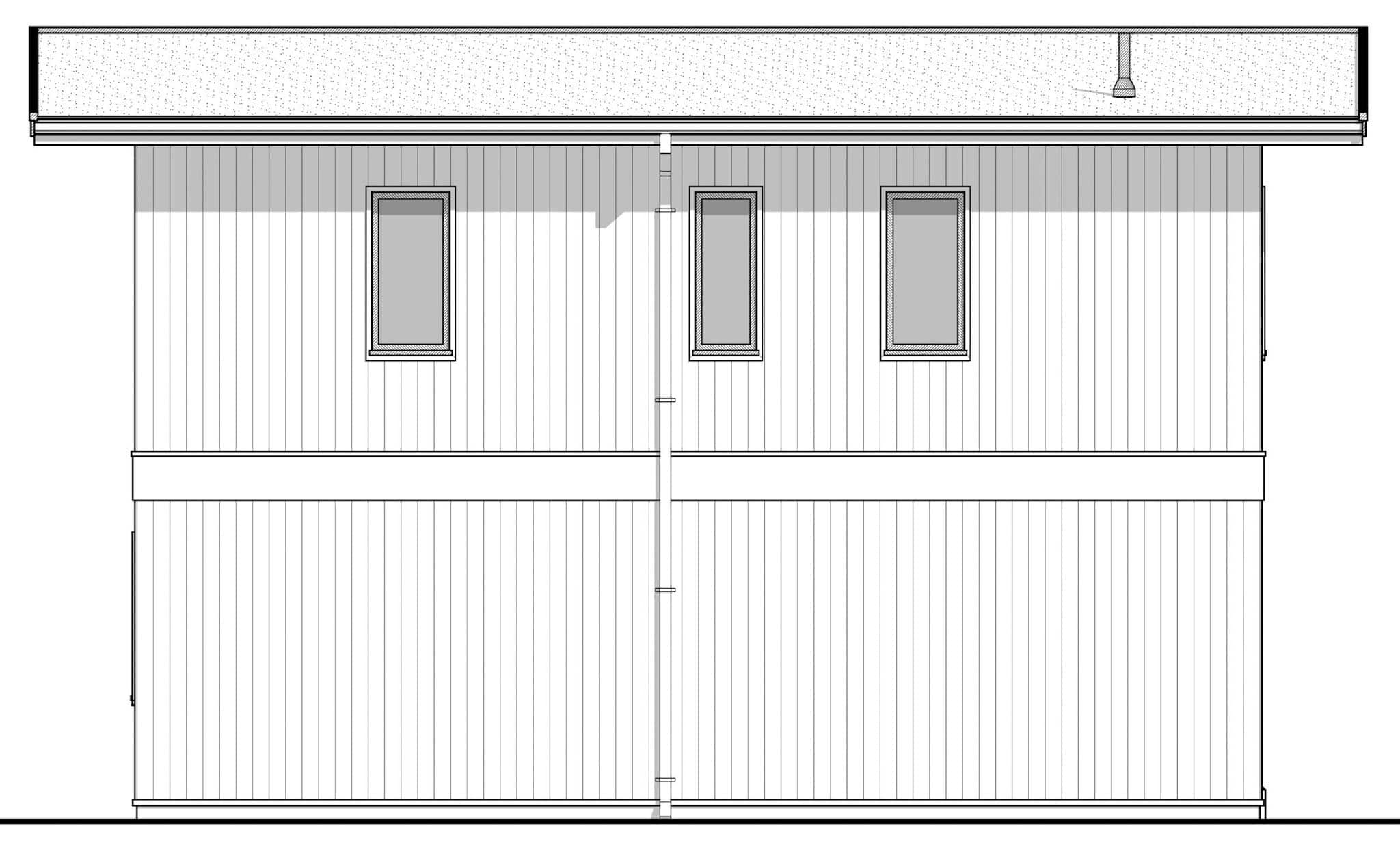Home Plan Rear Elevation of this 2-Bedroom,886 Sq Ft Plan -211-1089