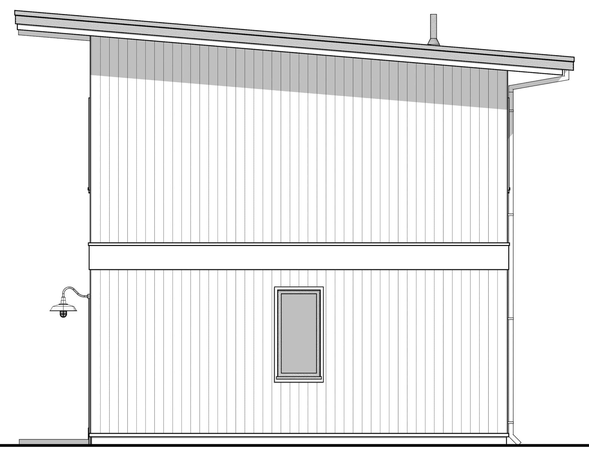 Home Plan Right Elevation of this 2-Bedroom,886 Sq Ft Plan -211-1089