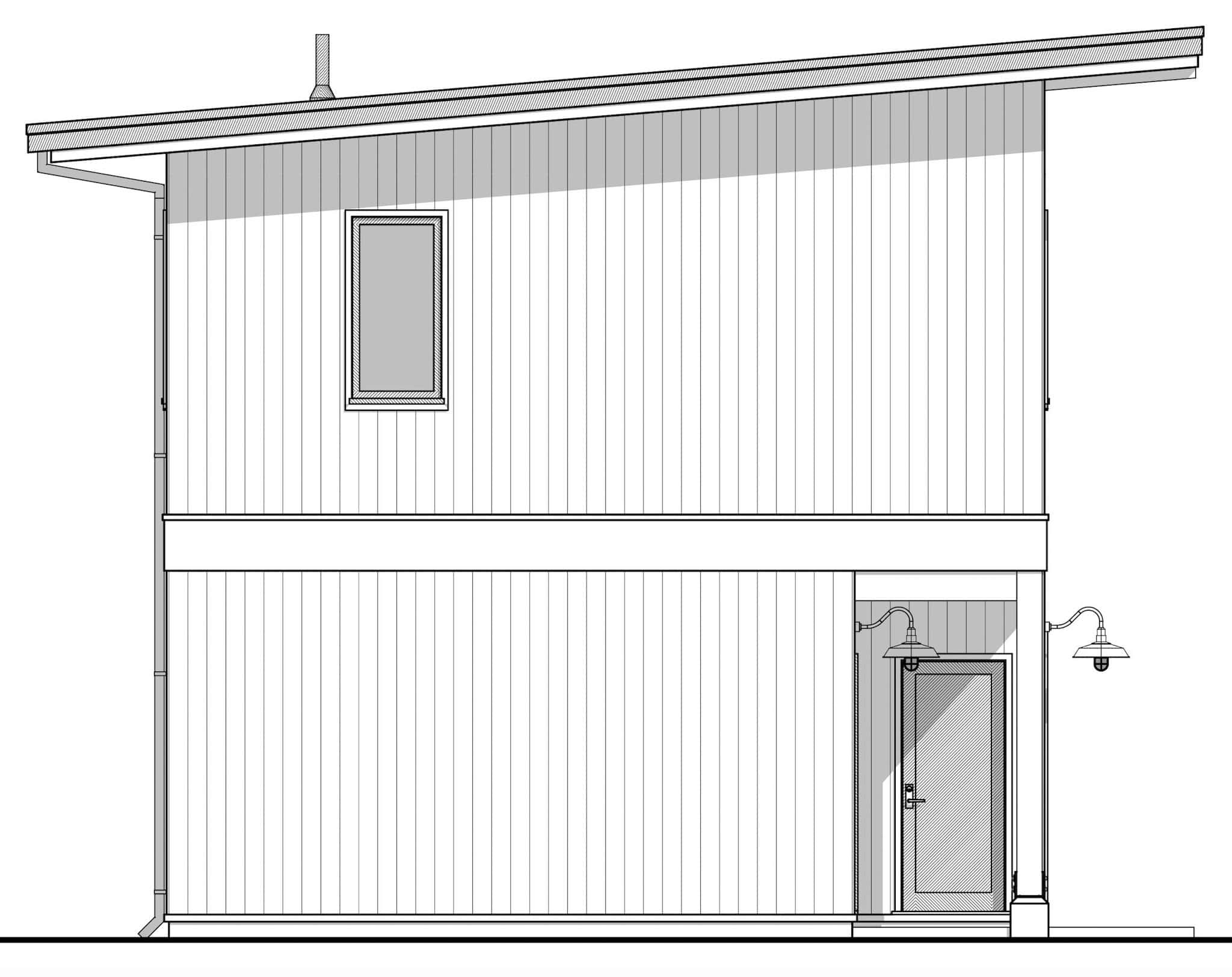 Home Plan Left Elevation of this 2-Bedroom,886 Sq Ft Plan -211-1089