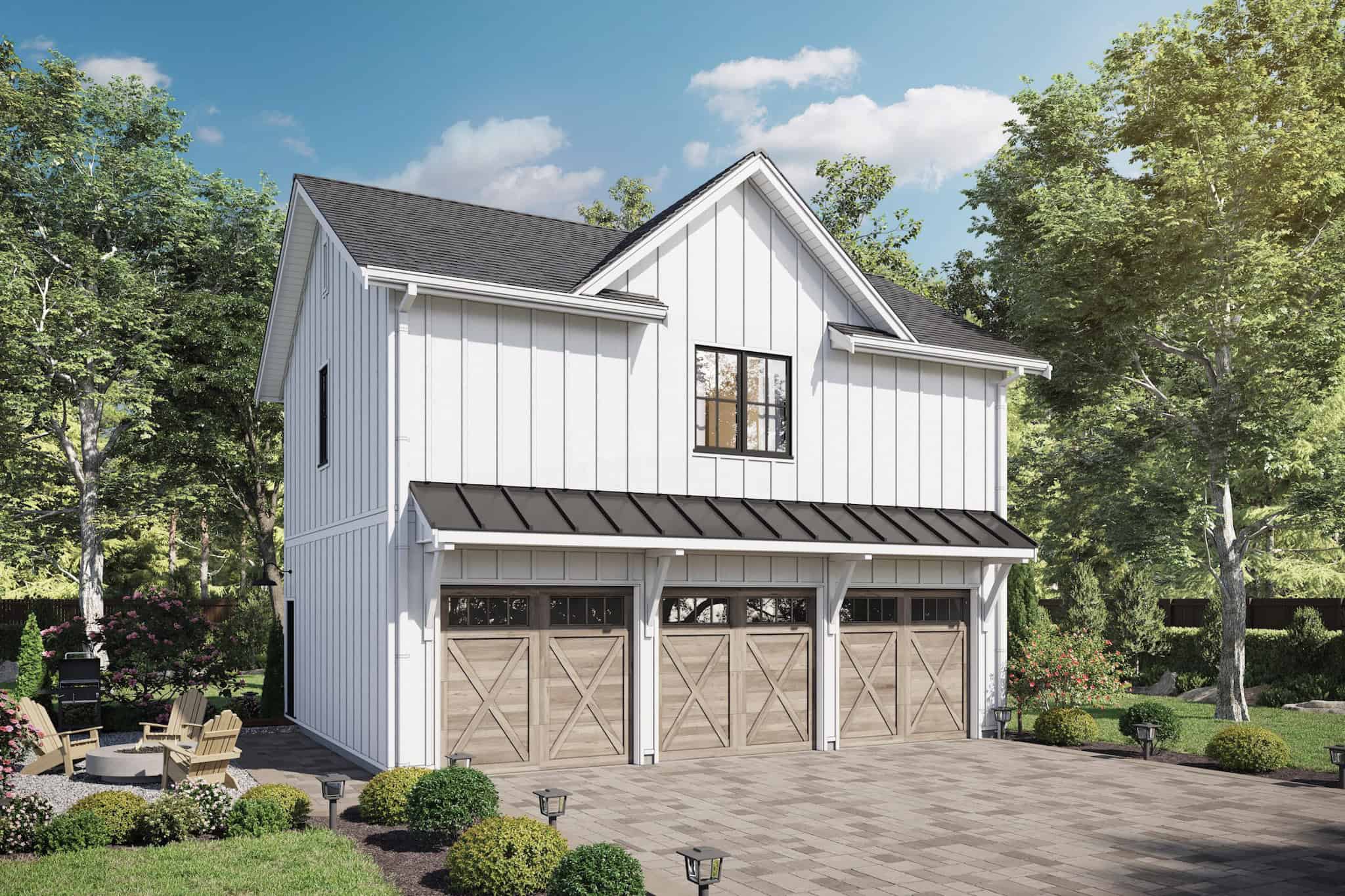 Front elevation of Garage w/Apartments home (ThePlanCollection: House Plan #211-1091)