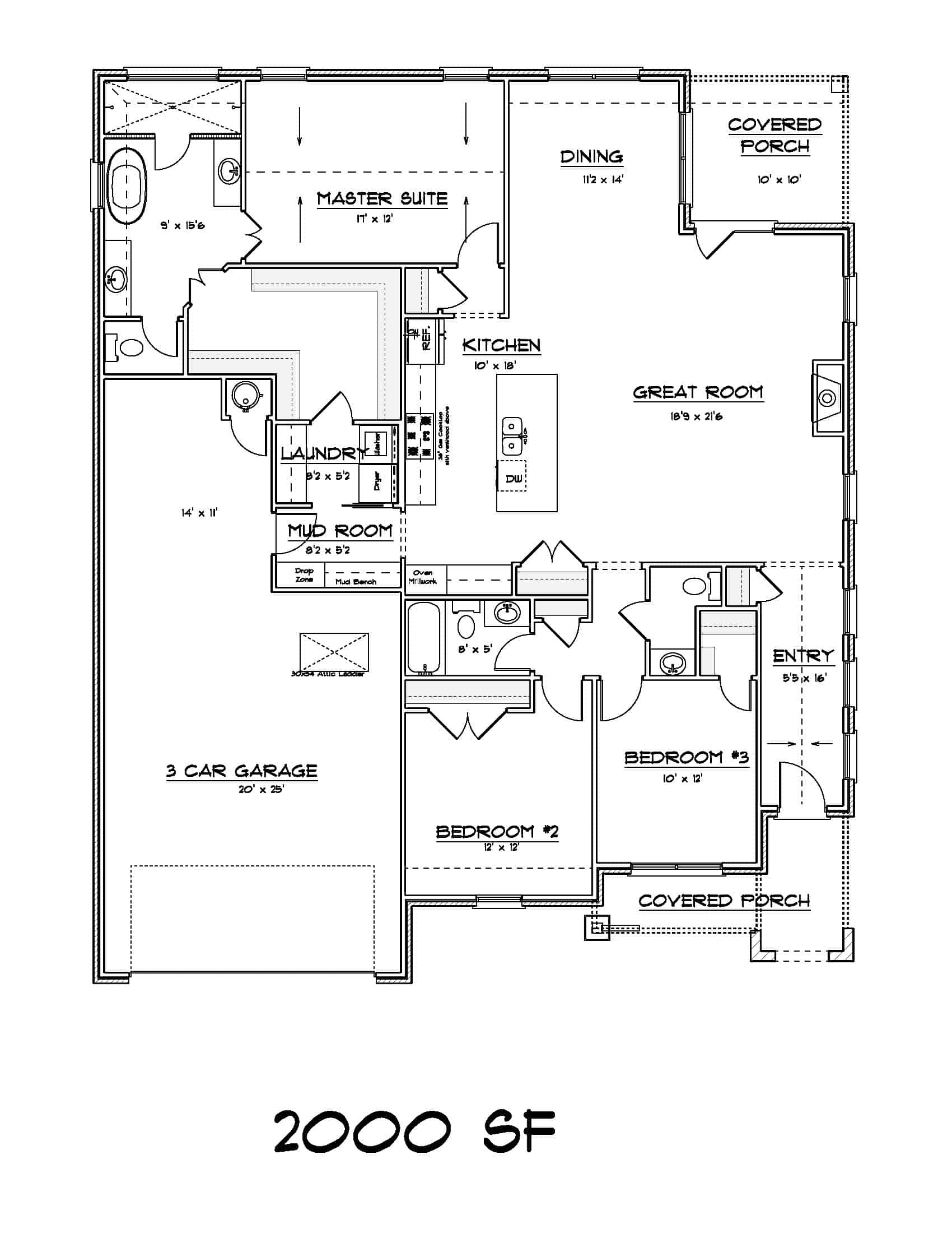 Main Level of Tudor Plan #212-1010