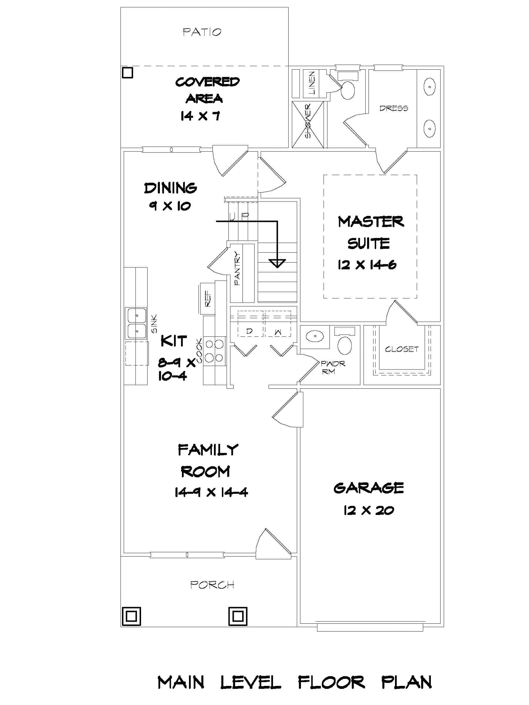 Main Level of Craftsman Plan #213-1000
