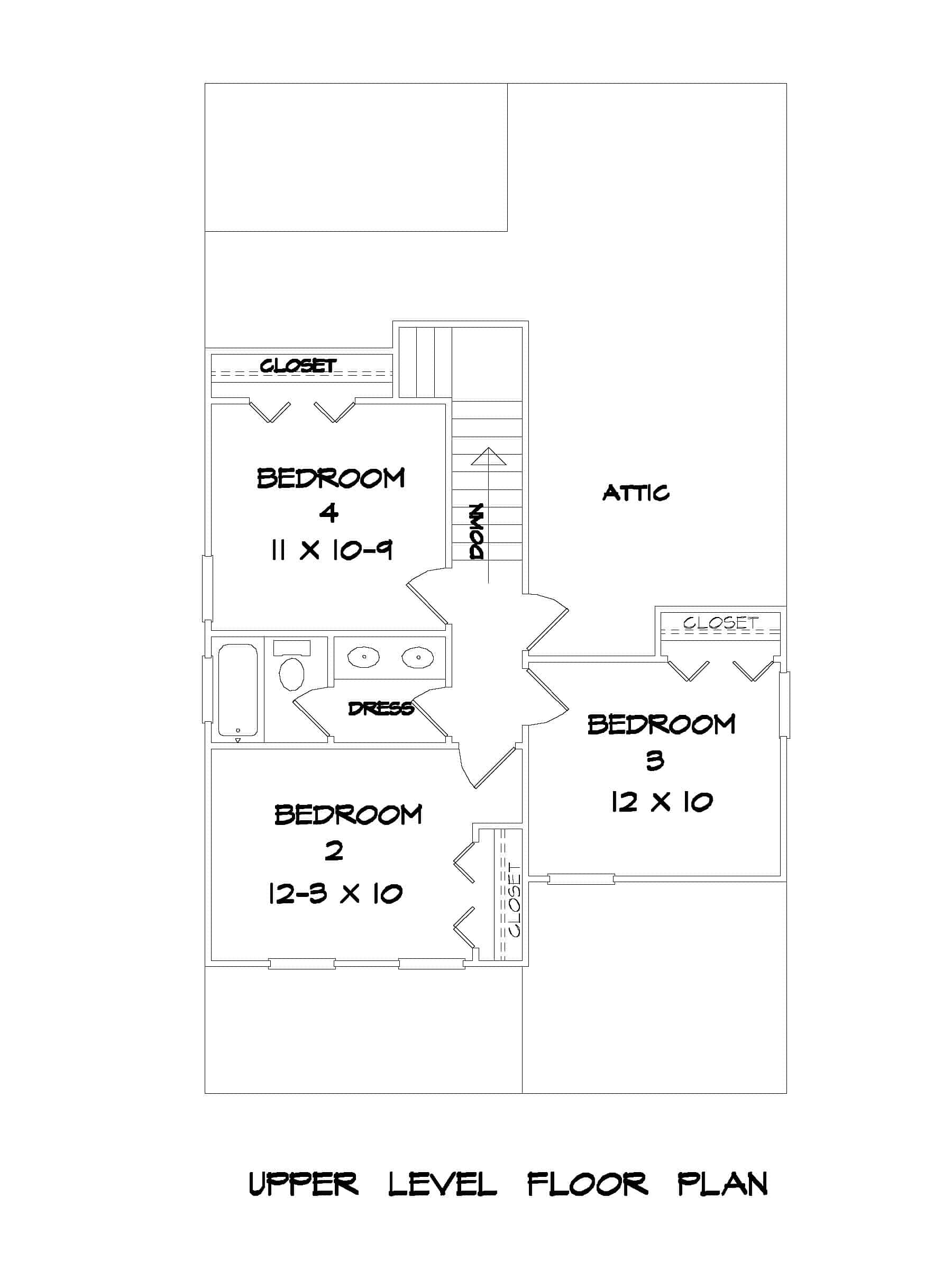 Upper Level of Craftsman Plan #213-1000