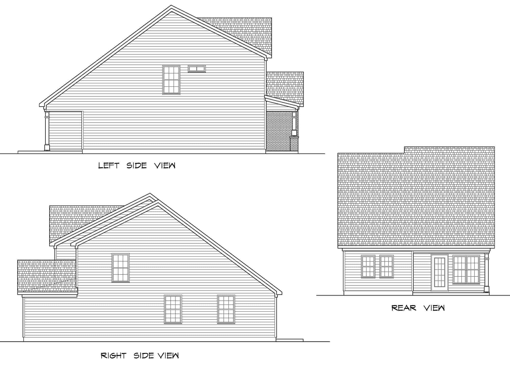 Home Plan Rear Elevation of this 4-Bedroom,1424 Sq Ft Plan -213-1000